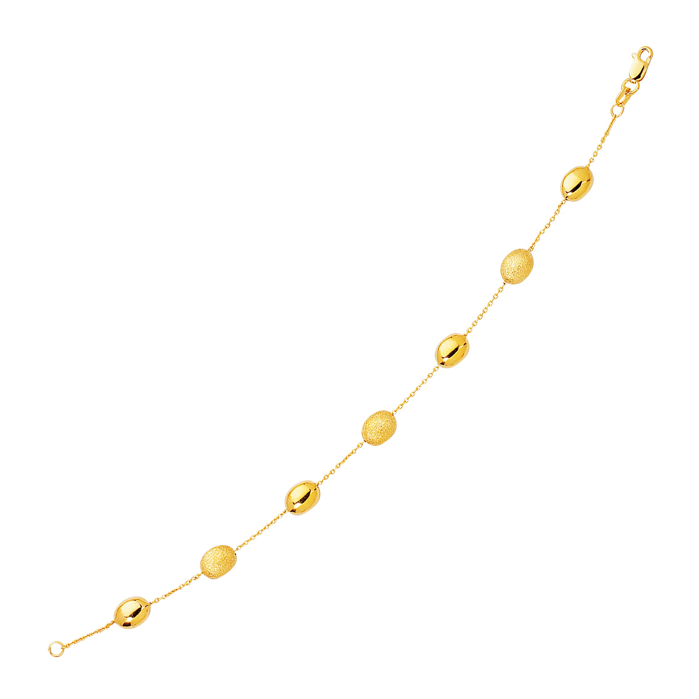 d100637-1-2-1-1-1-1-1-1-1-1-1-1-1-1-1-1-1.jpg 14k Yellow Gold Bracelet with Textured and Polished Pebble Stations (6.35 mm) - Image 1
