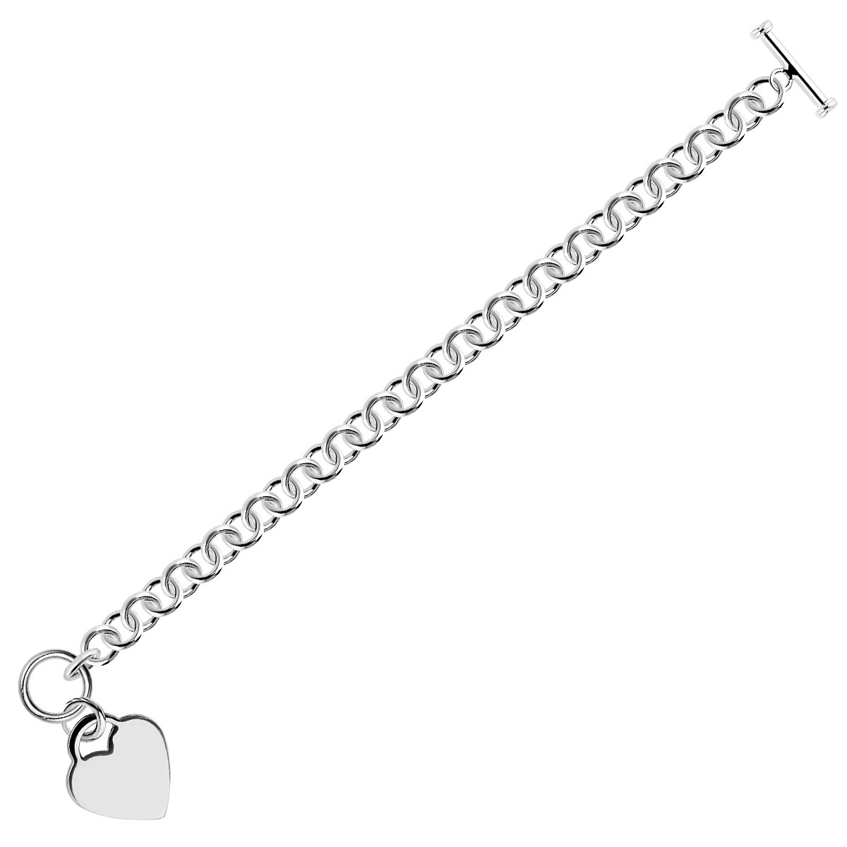 d112617-1-3-1-1-1-1-1-1-1-1-1-1-1-1-1-1.jpg Sterling Silver Rhodium Plated Rolo Style Heart Charmed Chain Bracelet(7.95 mm) - Image 1