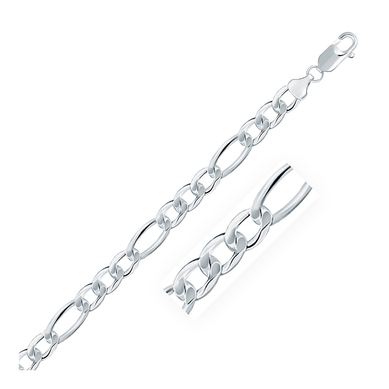 d112880-1-4-1-1-1-1-1-1-1-1-1-1-1-1-1-1.jpg Rhodium Plated Sterling Silver Figaro Style Chain (8.10 mm) - Image 1
