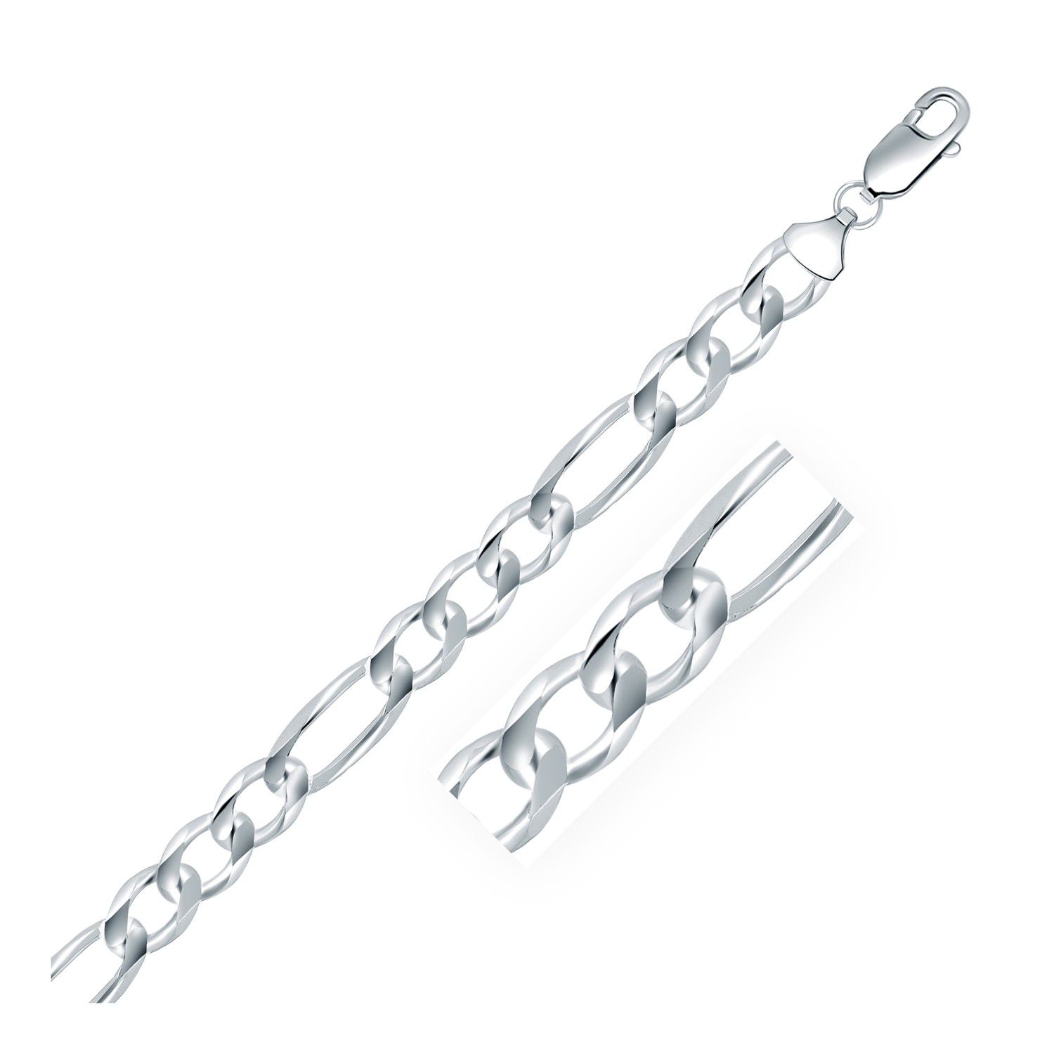 d113474-1-2-1-1-1-1-1-1-1-1-1-1-1-1-1-1.jpg Rhodium Plated 8.8mm Sterling Silver Figaro Style Chain (8.80 mm) - Image 1