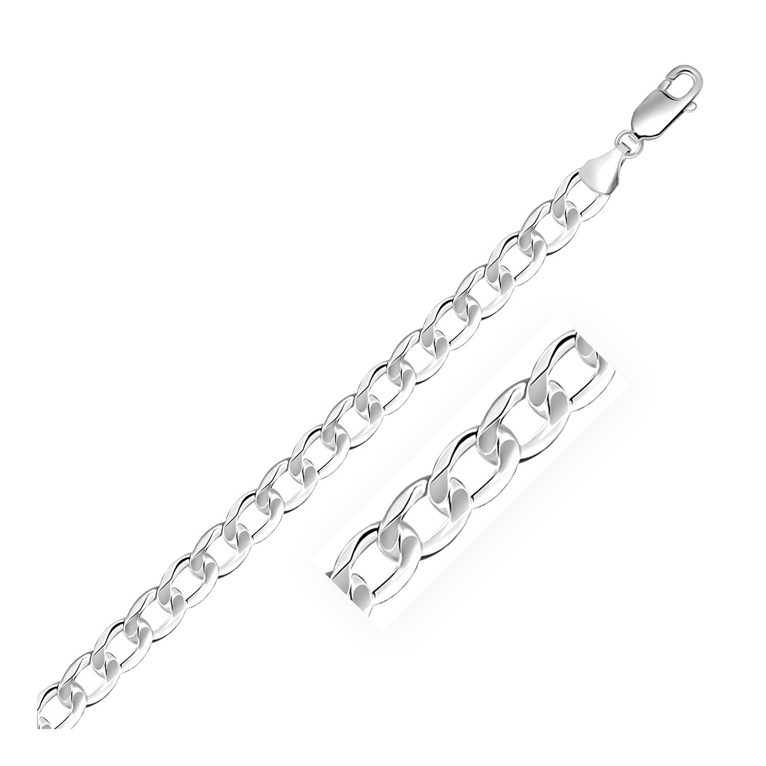 d114354-1-4-1-1-1-1-1-1-1-1-1-1-1-1-1-1.jpg Rhodium Plated Sterling Silver Curb Style Chain (7.20 mm) - Image 1