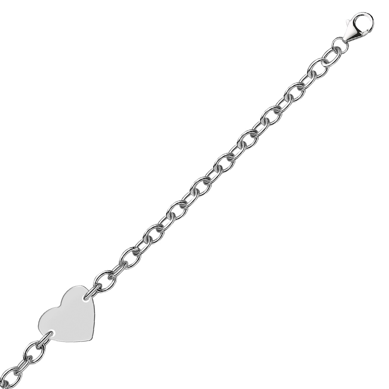 d116924-1-2-1-1-1-1-1-1-1-1-1-1-1-1-1-1.jpg Sterling Silver Rhodium Plated Chain Bracelet with a Flat Heart Station(5.00 mm) - Image 1