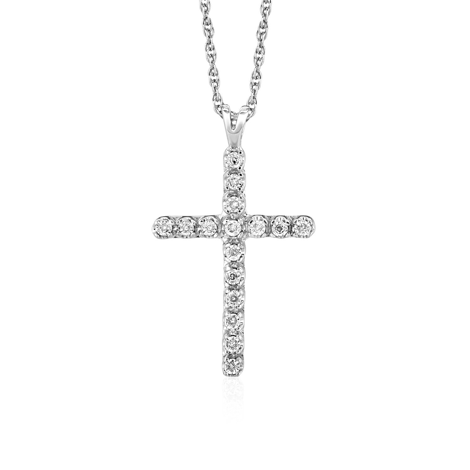 d14533825-1-2-1-1-1-1-1-1-1-1-1-1-1.jpg Cross Pendant with Diamonds in Sterling Silver - Image 1