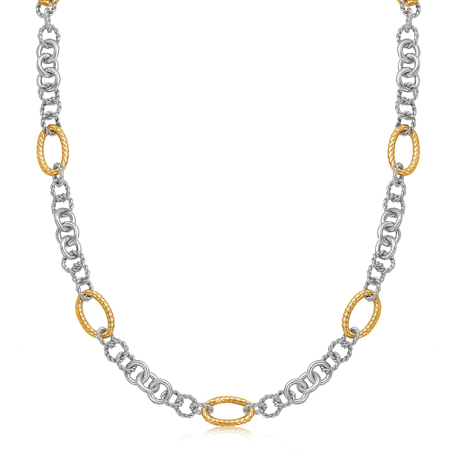 d150587-1-2-1-1-1-1-1-1-1-1-1-1-1.jpg 18k Yellow Gold and Sterling Silver Rhodium Plated Multi Style Chain Necklace - Image 1