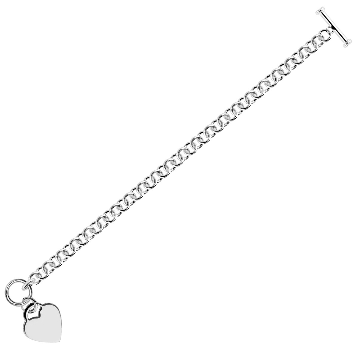 d154958-1-3-1-1-1-1-1-1-1-1-1-1-1.jpg Sterling Silver Rhodium Plated Rolo Chain Bracelet with a Heart Charm (6.00 mm) - Image 1