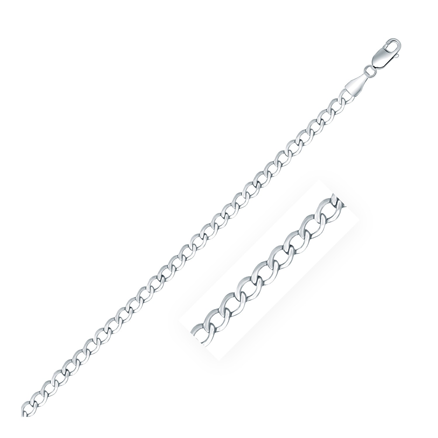 d157305-1-5-1-1-1-1-1-1-1-1-1-1.jpg Rhodium Plated 3.7mm Sterling Silver Curb Style Chain (3.70 mm) - Image 1