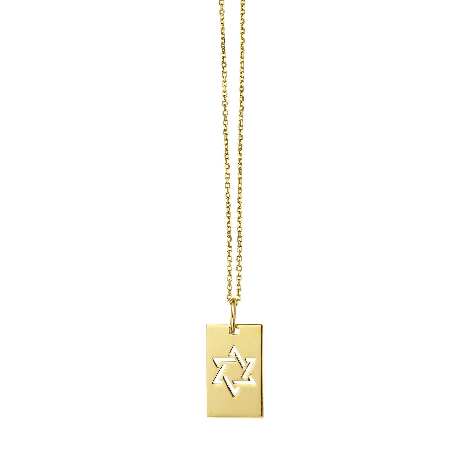 d16468387-1-2-1-1-1-1-1-1-1-1.jpg Star of David Tag Pendant Necklace in 14K Yellow Gold - Image 1