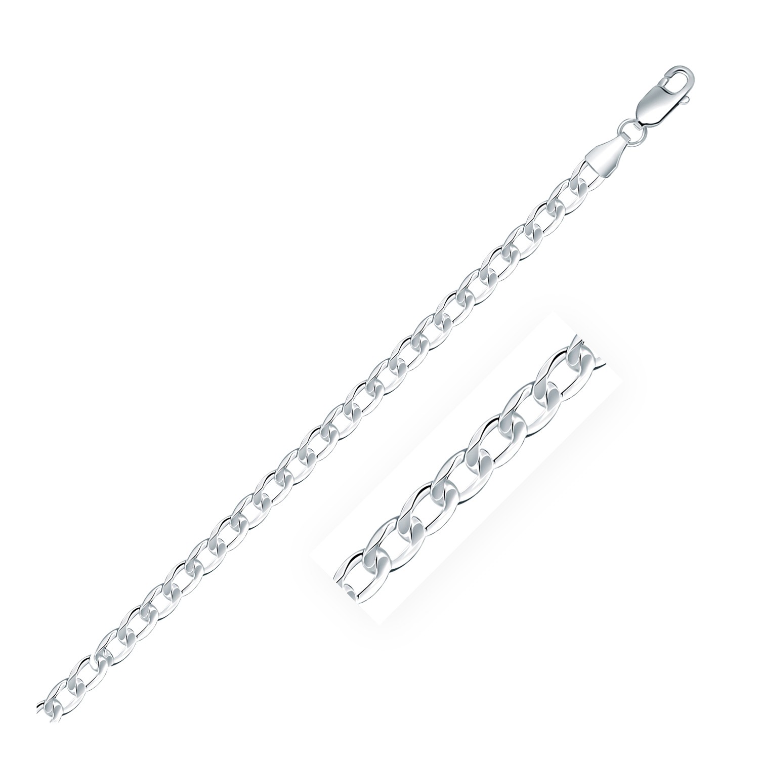 d165240-1-5-1-1-1-1-1-1-1-1.jpg Rhodium Plated Sterling Silver Curb Style Chain (4.70 mm) - Image 1
