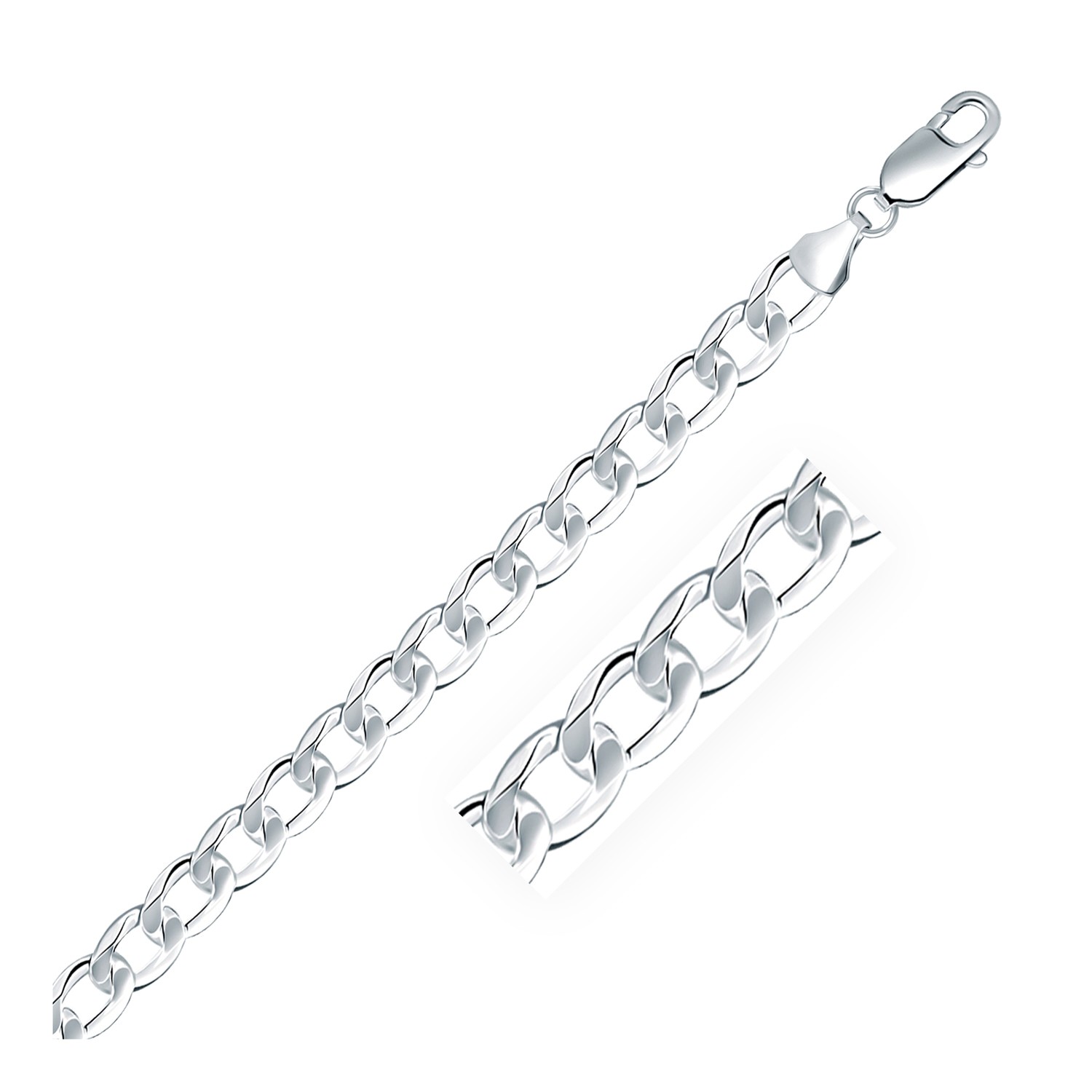 d172238-1-4-1-1-1-1.jpg Rhodium Plated Sterling Silver Curb Style Chain (7.90 mm) - Image 1