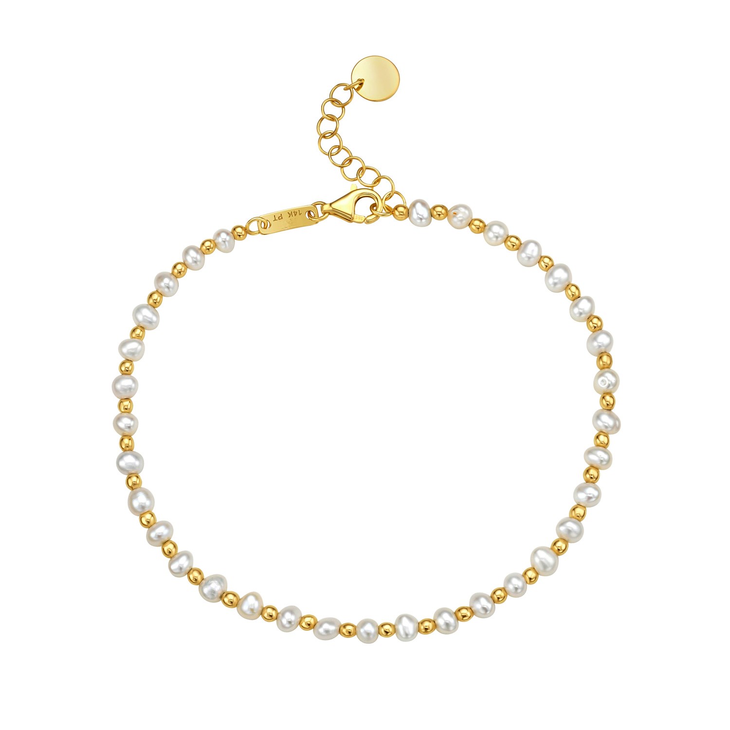 d17846865-1-2-1-1-1.jpg Pearl and Gold Alternating Bead Bracelet in 14K Yellow Gold - Image 1