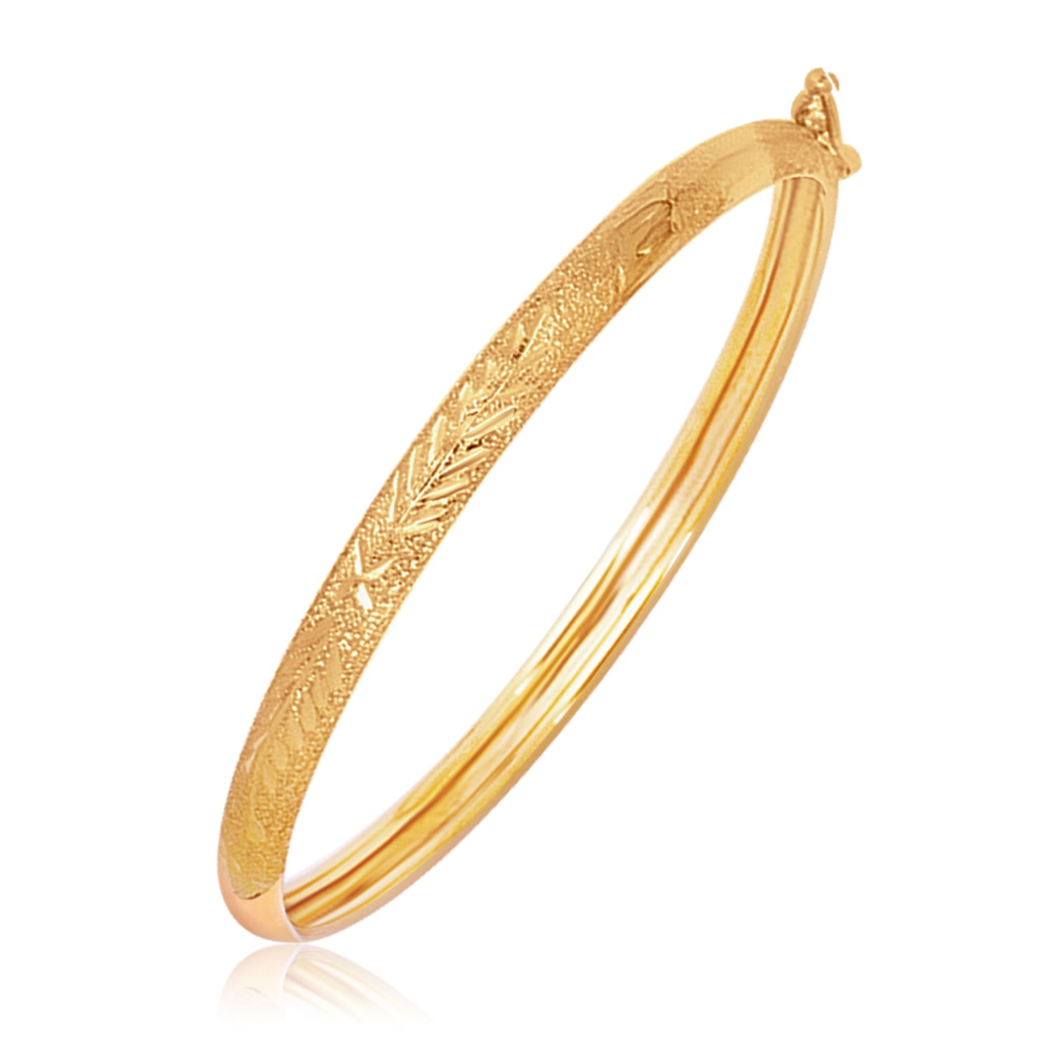 d196279-1-2-1-1-1-1.jpg 14k Yellow Gold Diamond Cut Motif Dome Style Childrens Bangle (5.50 mm) - Image 1