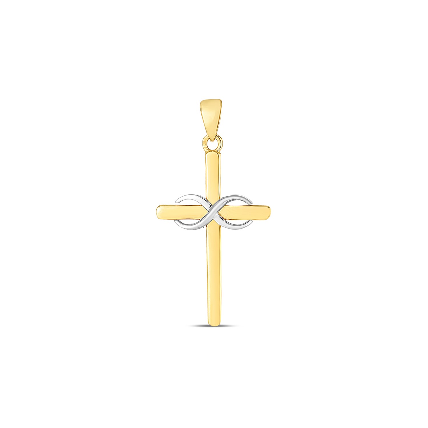 d21330451-1-1-1-1-1-1-1.jpg 14k Two Tone Gold High Polish Diamond Cut Cross Pendant - Image 1