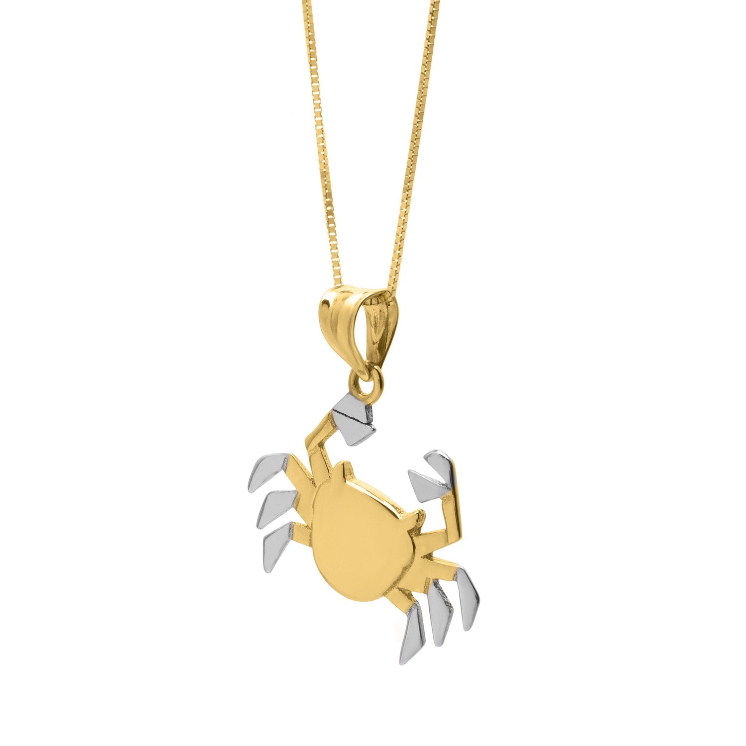 d22976591-1-2-1-1-1-1-1.jpg Crab Necklace in 10K Two Tone Yellow Gold - Image 1