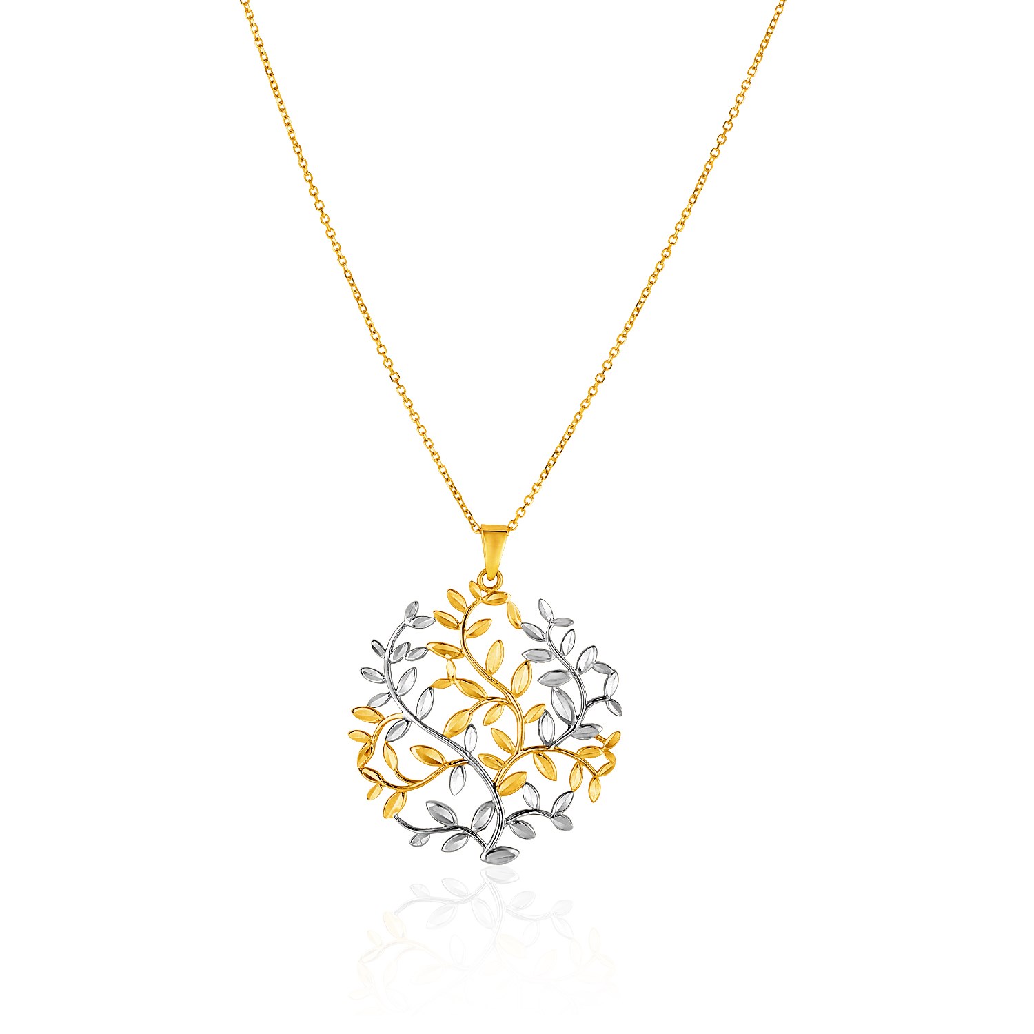 d24596994-1-2-1-1-1-1-1.jpg 14k Two-Tone Yellow and White Gold Tree of Life Pendant - Image 1