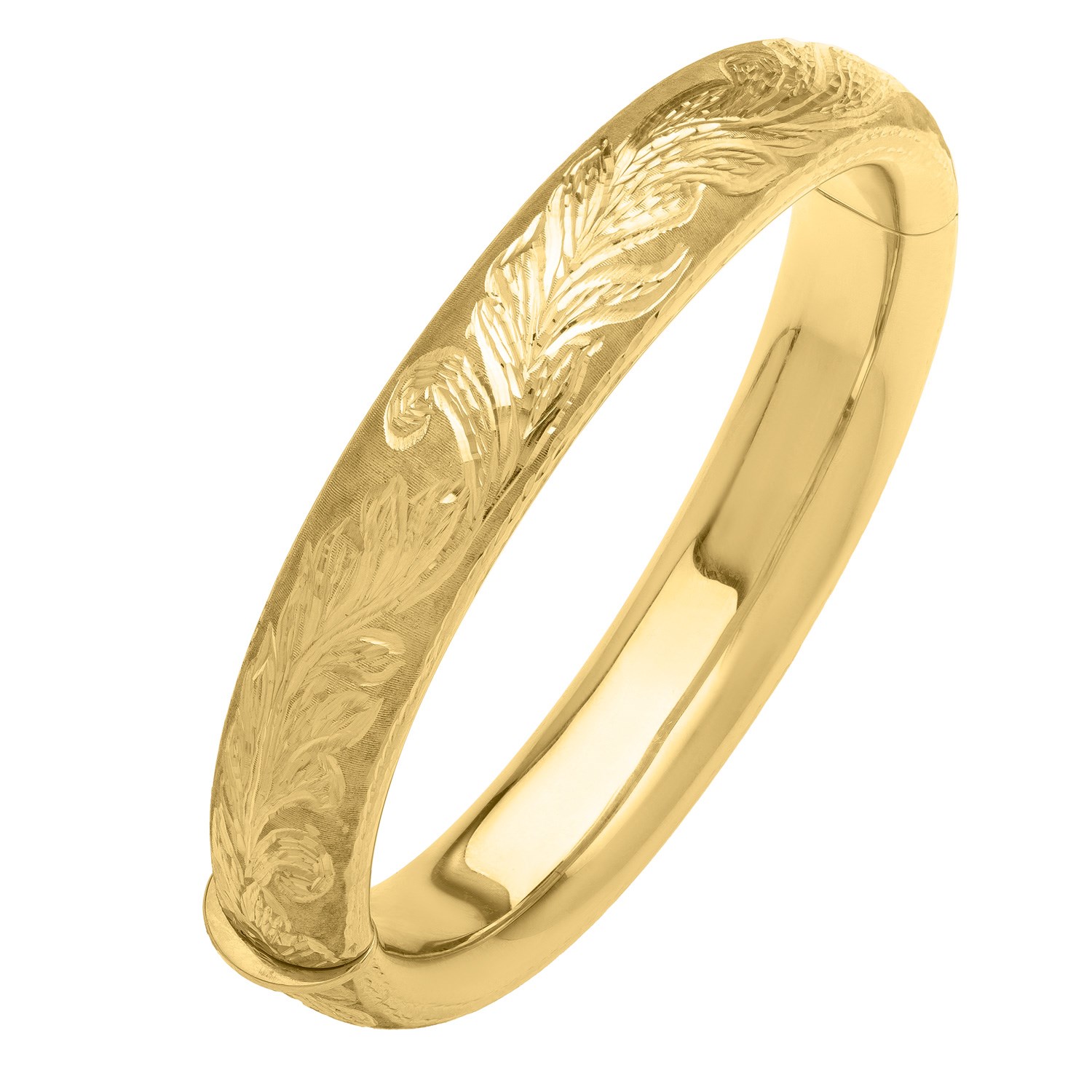 d26305648-1-2-1-1-1-1-1-1.jpg Engraved Large Bangle in 14K Yellow Gold (12.00 mm) - Image 1