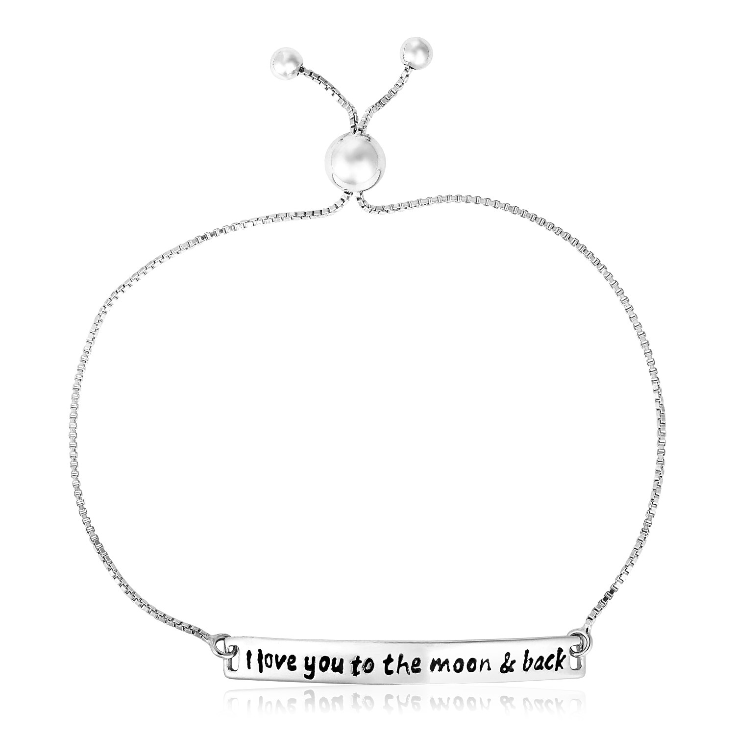 d26945047-1-2-1-1-1-1-1-1-1.jpg Sterling Silver Adjustable I Love You to the Moon and Back Bracelet (1.20 mm) - Image 1