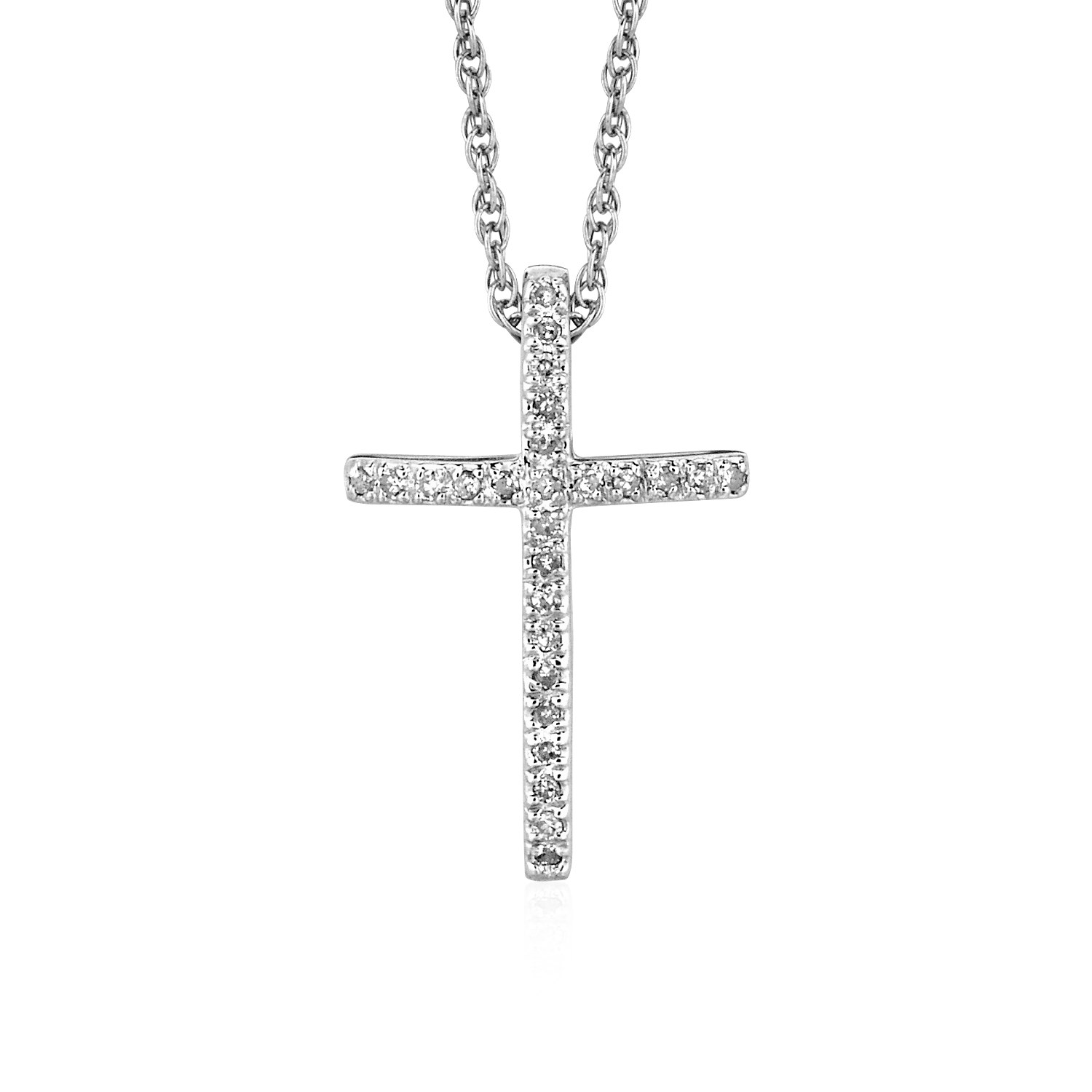 d27754876-1-2-1-1-1-1-1-1-1.jpg Narrow Cross Pendant with Diamonds in Sterling Silver - Image 1