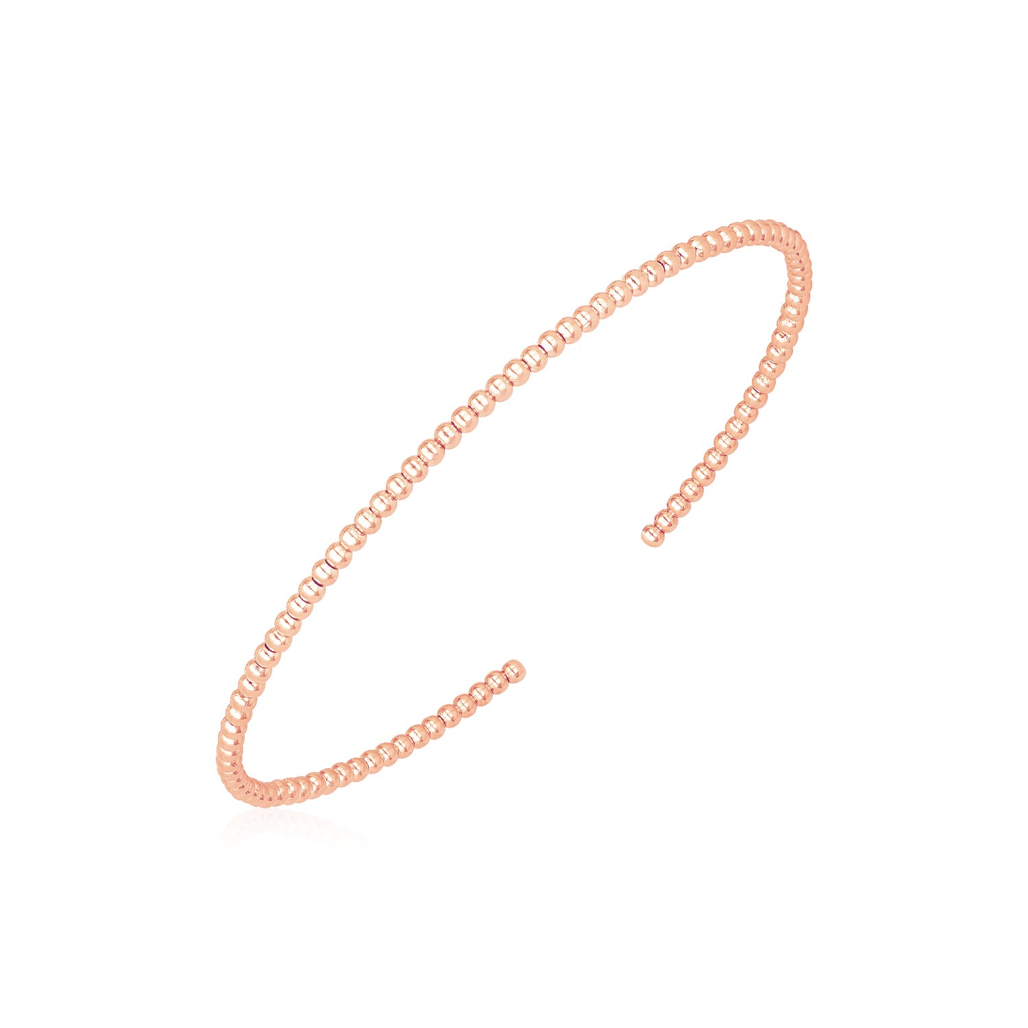 d28480937-1-1-1-1-1-1-1-1-1.jpg 14k Rose Gold High Polish Bead Cuff Bangle (2.00 mm) - Image 1