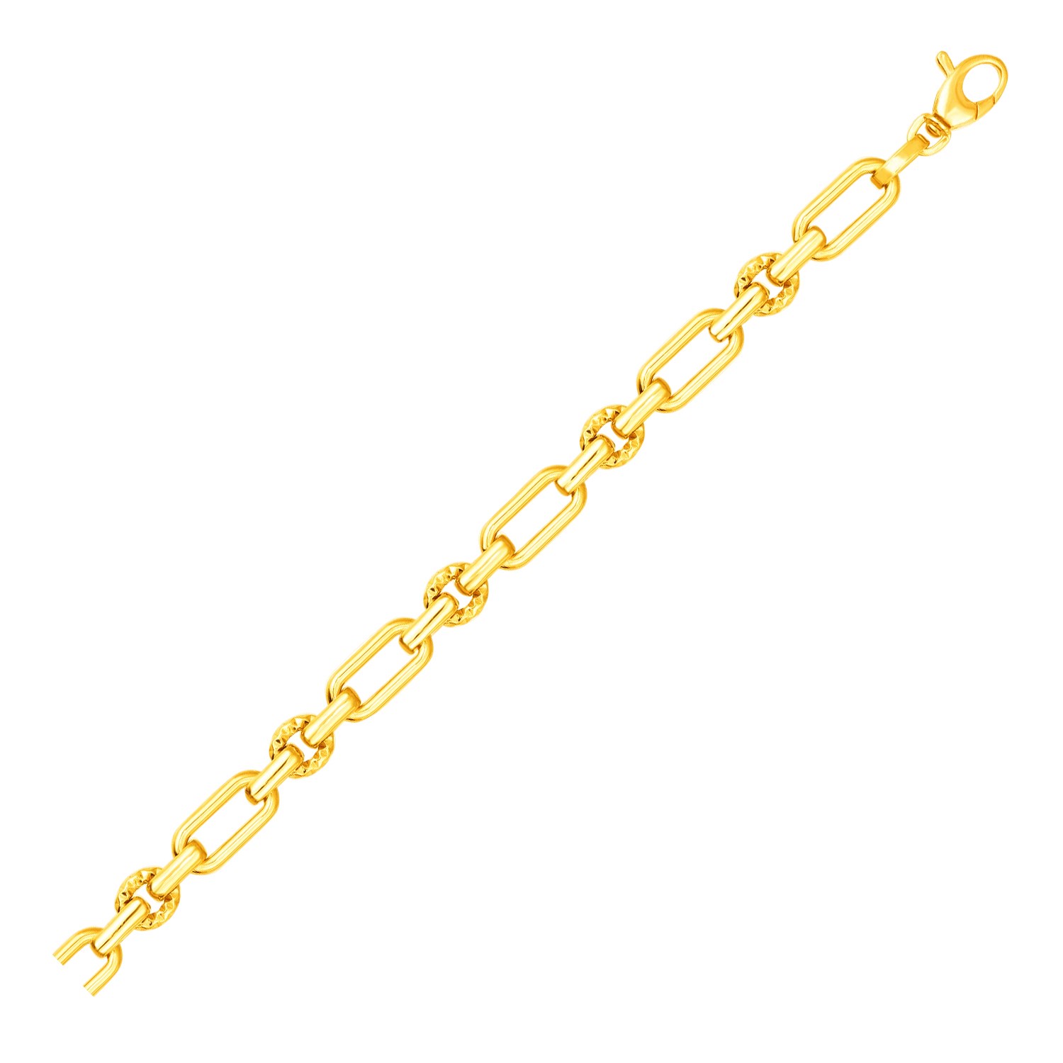 d29250532-1-2-1-1-1-1-1.jpg 14k Yellow Gold Polished and Textured Link Bracelet (6.30 mm) - Image 1