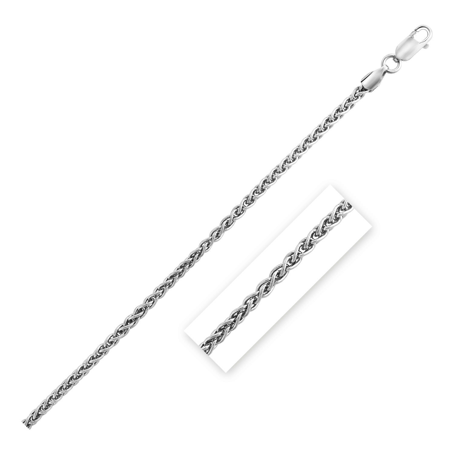 d31696402-1-3-1-1-1-1-1-1.jpg Sterling Silver Rhodium Plated Wheat Chain (2.60 mm) - Image 1
