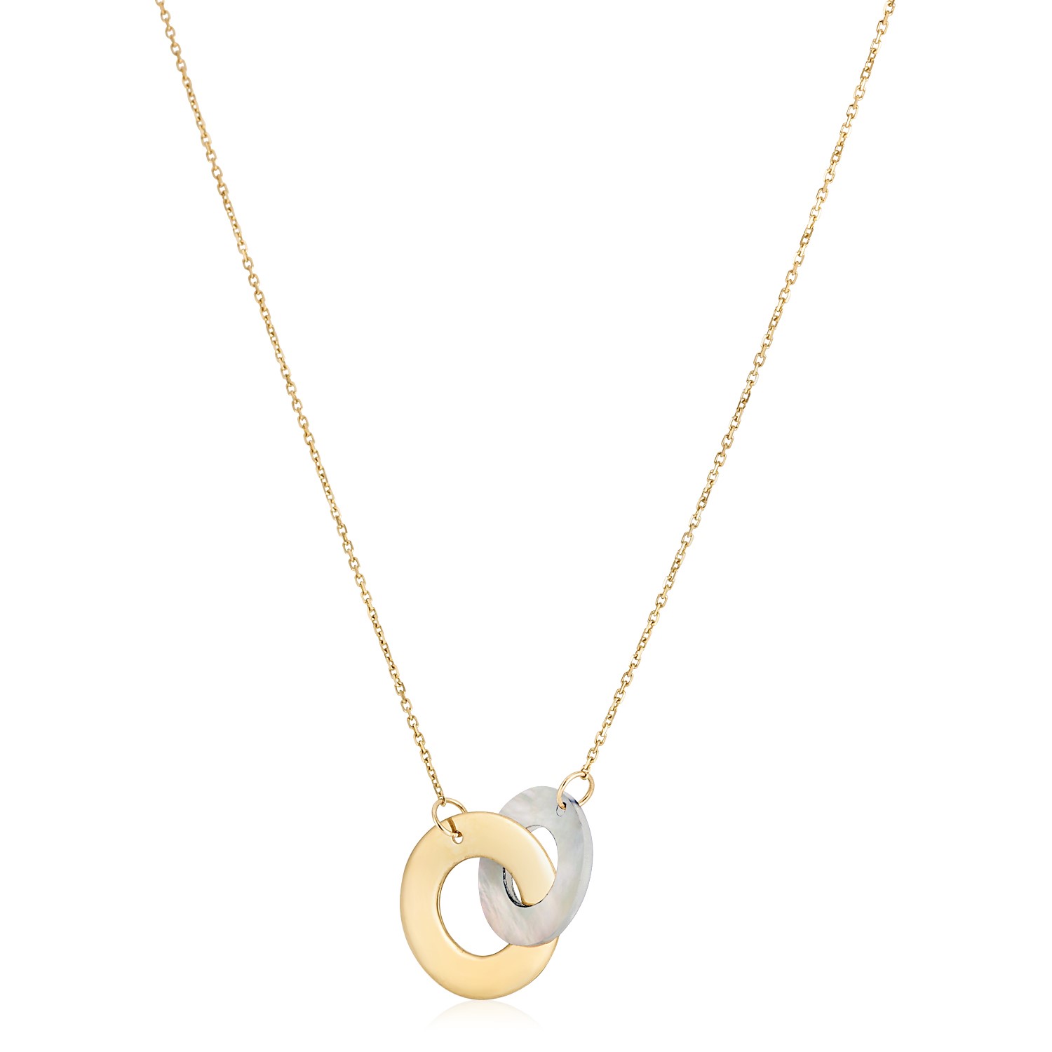 d32767007-1-2-1-1-1-1-1-1.jpg 14k Yellow Gold High Polish Linked Mother of Pearl Circles Necklace - Image 1