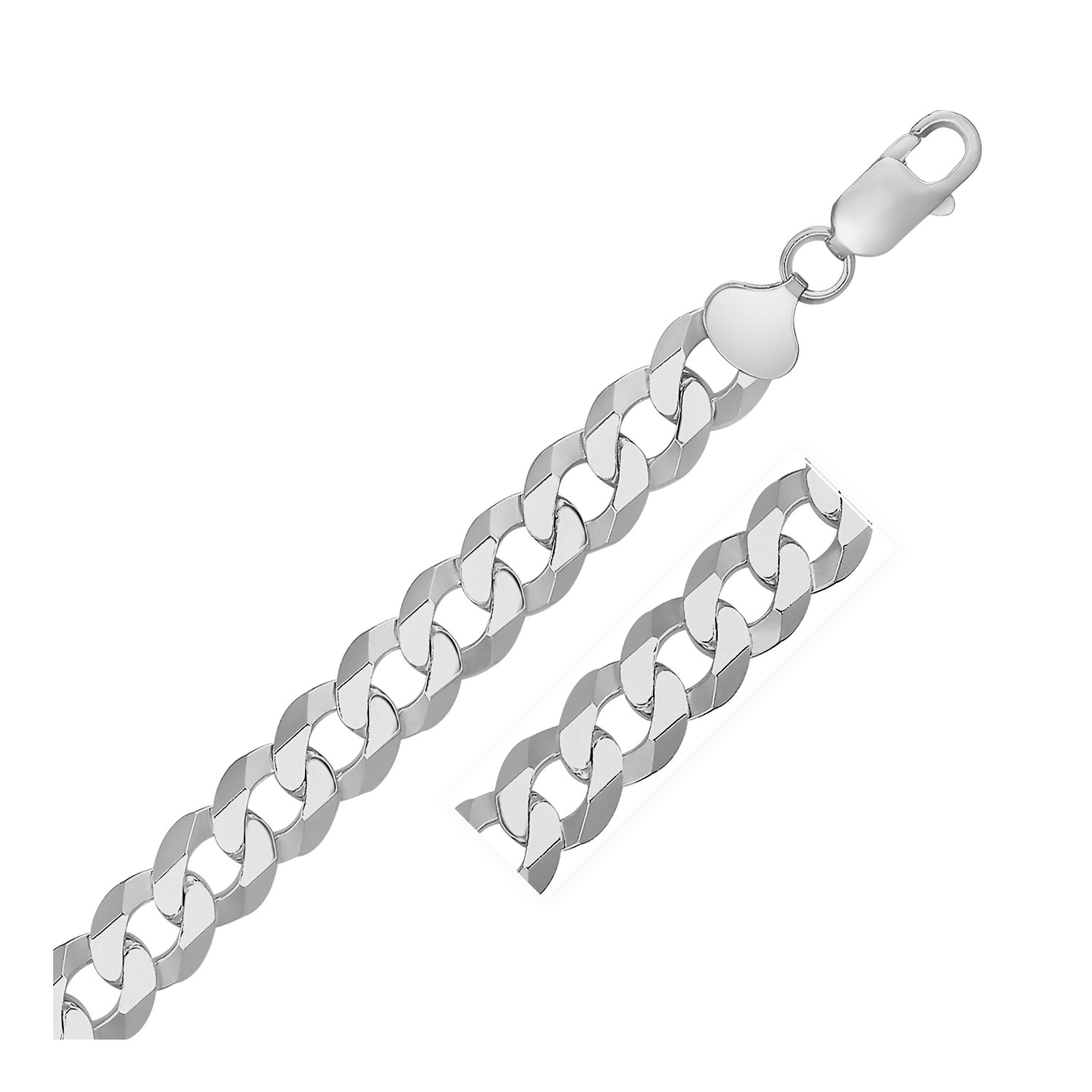 d39720348-1-2-1-1-1-1-1.jpg Rhodium Plated Sterling Silver Curb Style Chain (13.60 mm) - Image 1