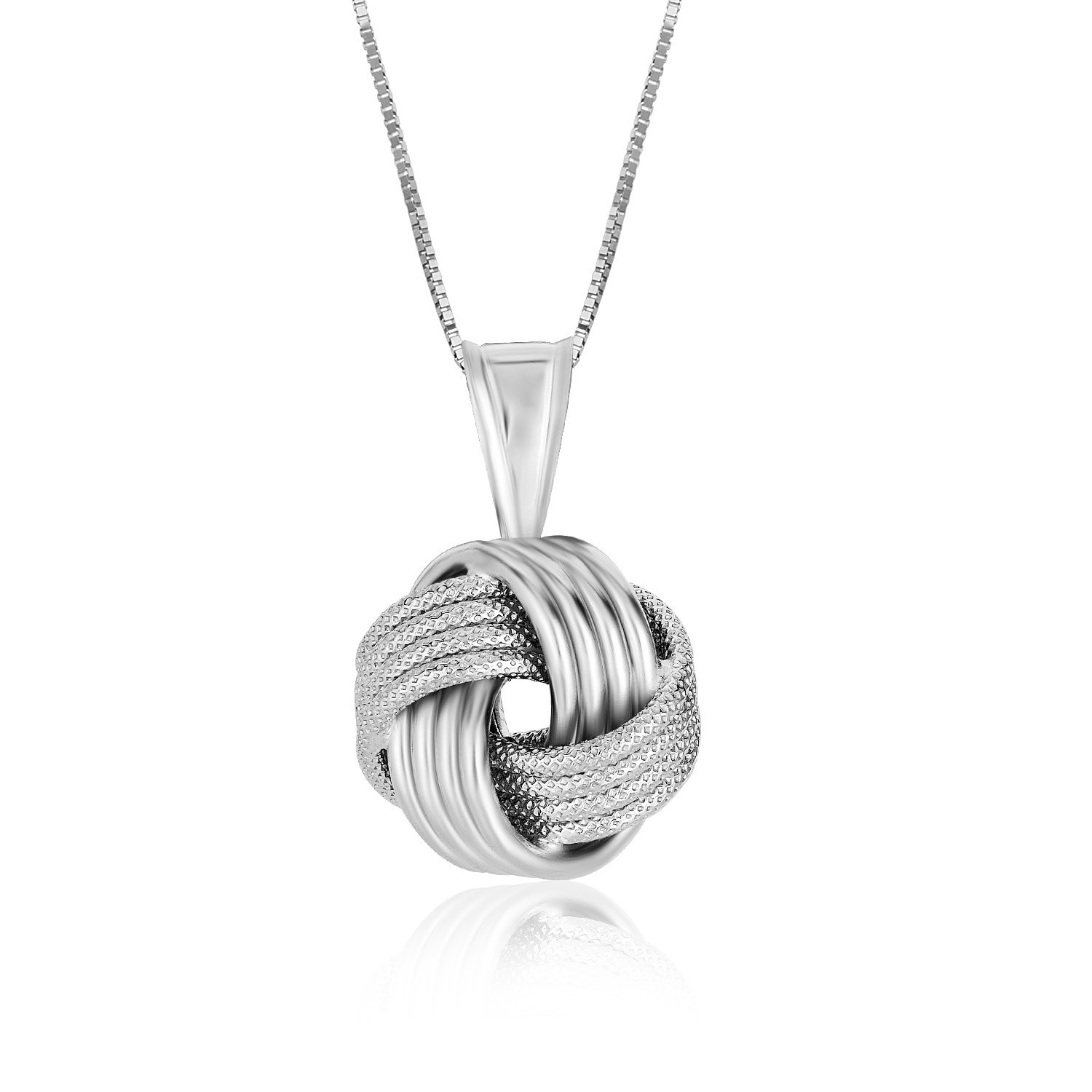 d45404548-1-2-1-1-1-1-1-1-1-1.jpg Sterling Silver Pendant with a Ridge Textured Love Knot Design - Image 1