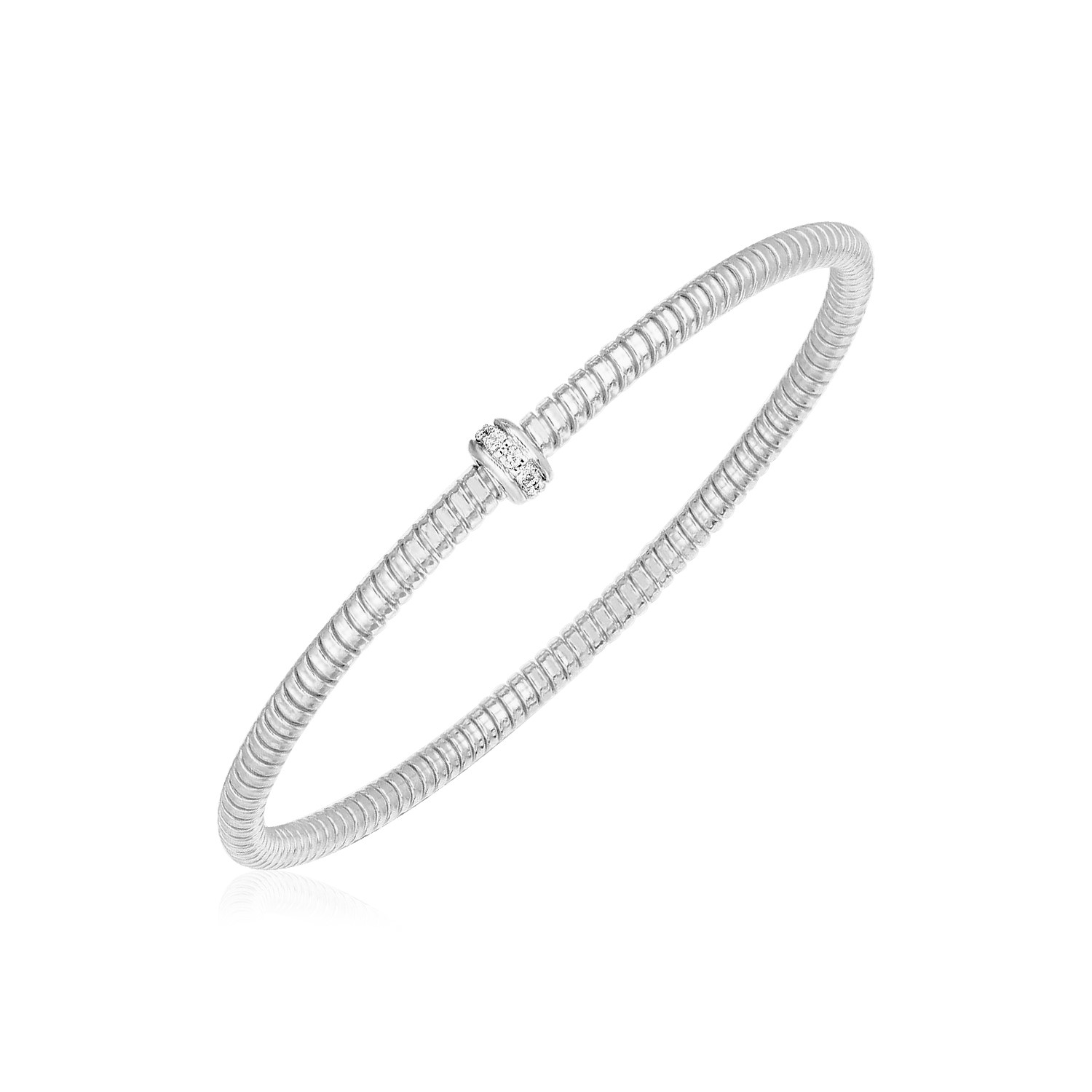 d51947437-1-1-1-1-1-1-1-1-1-1-1.jpg 14k White Gold Stretch Bangle with Diamonds (3.00 mm) - Image 1