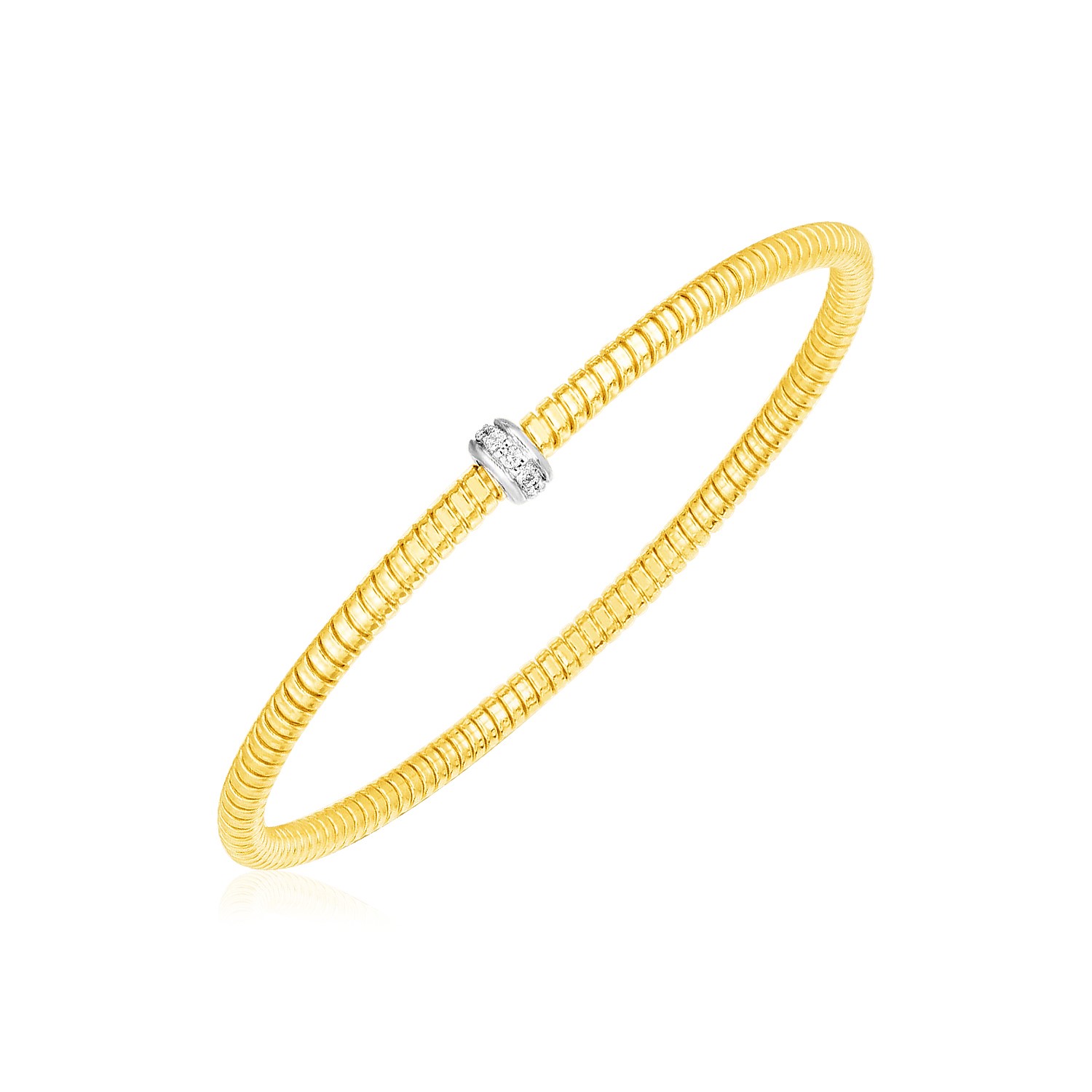 d56453614-1-1-1-1-1-1-1-1-1-1-1.jpg 14k Yellow Gold Stretch Bangle with Diamonds (3.00 mm) - Image 1