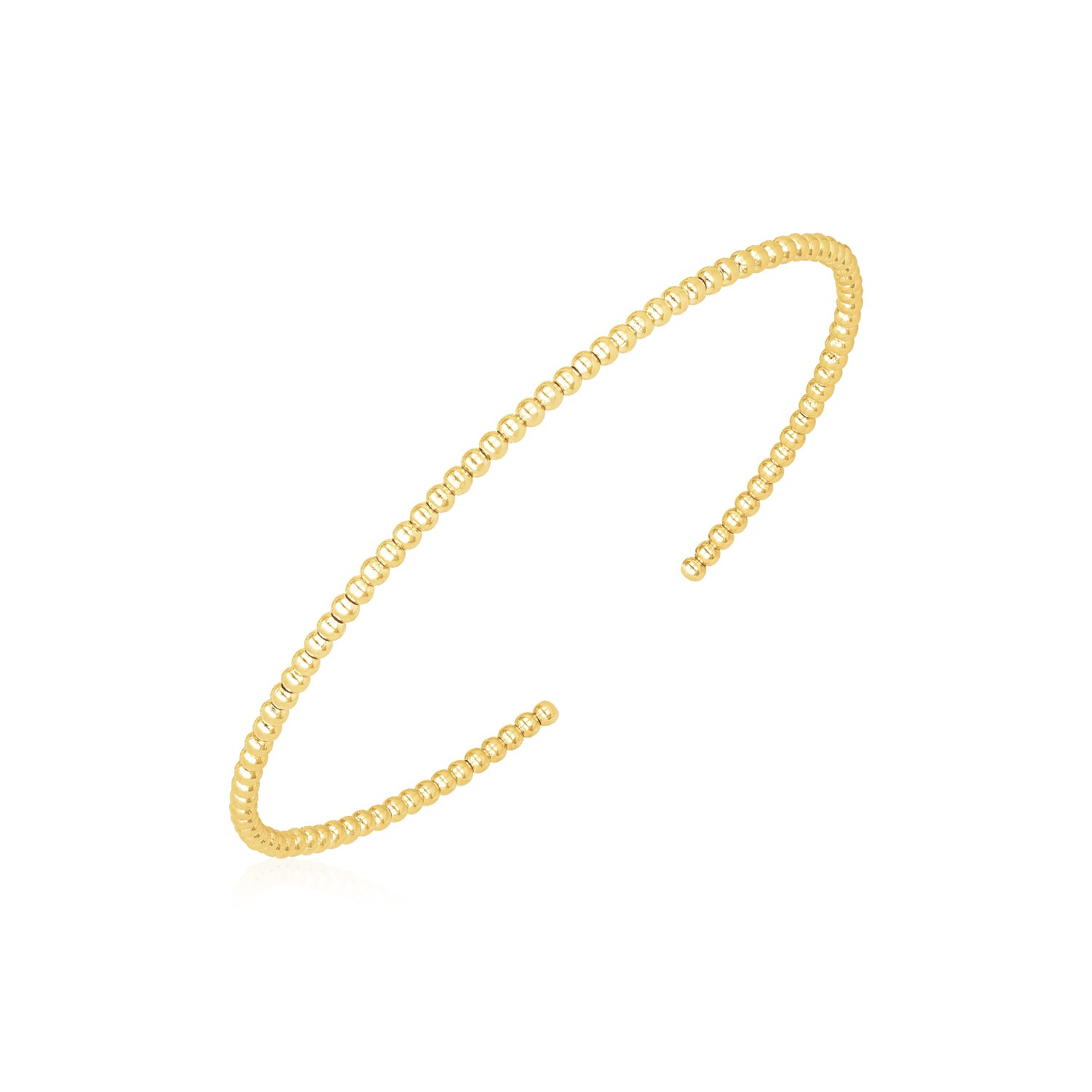 d5774502-1-1-1-1-1-1-1-1-1-1-1.jpg 14k Yellow Gold High Polish Bead Cuff Bangle (2.00 mm) - Image 1