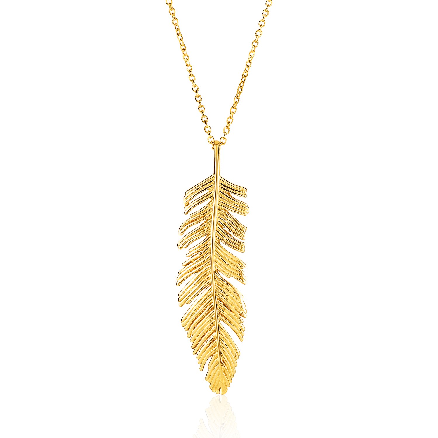 d58679201-1-2-1-1-1-1-1-1-1-1-1.jpg 14k Yellow Gold with Textured Feather Pendant - Image 1