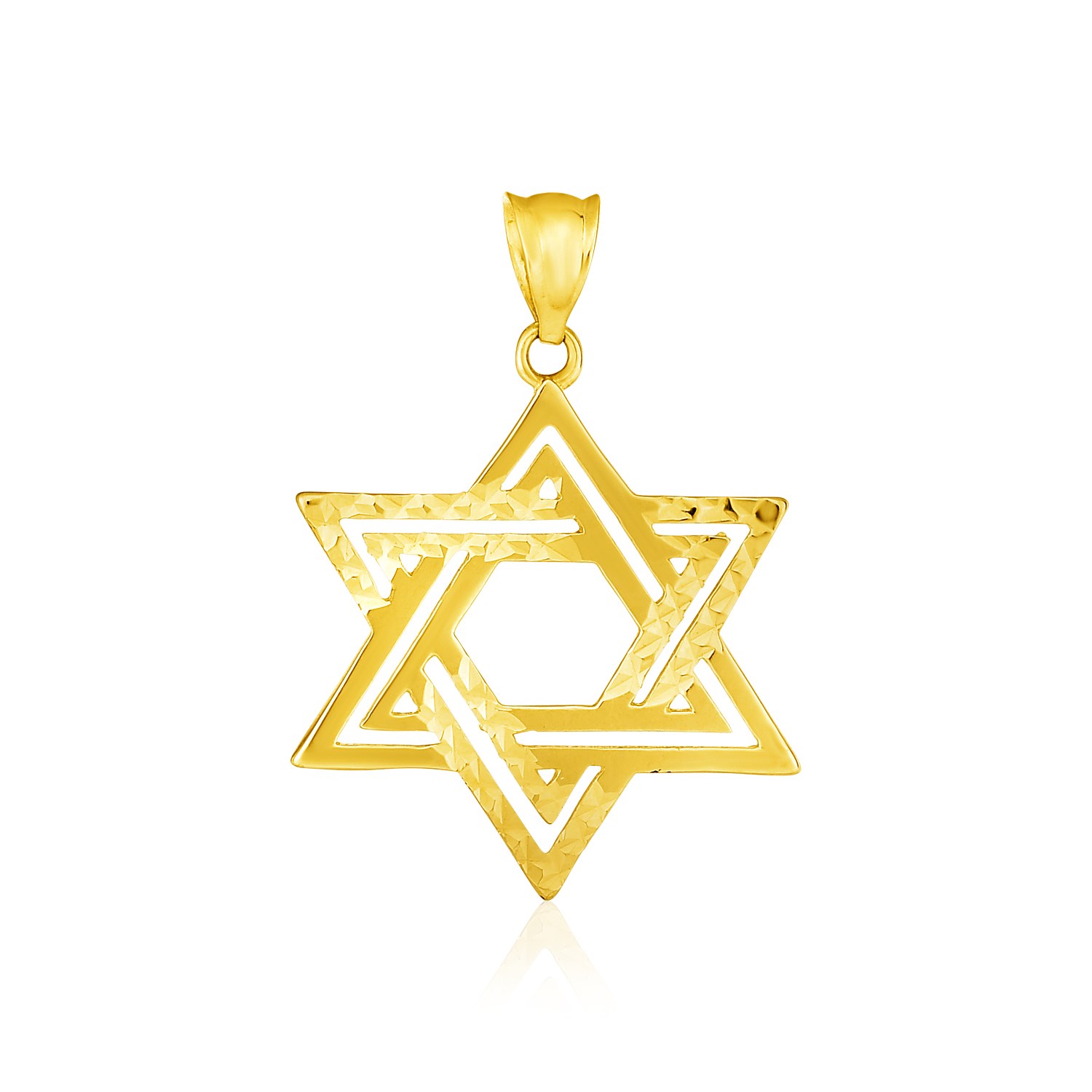 d61132941-1-1-1-1-1-1-1-1-1-1-1.jpg 14k Yellow Gold Textured Star of David Pendant - Image 1