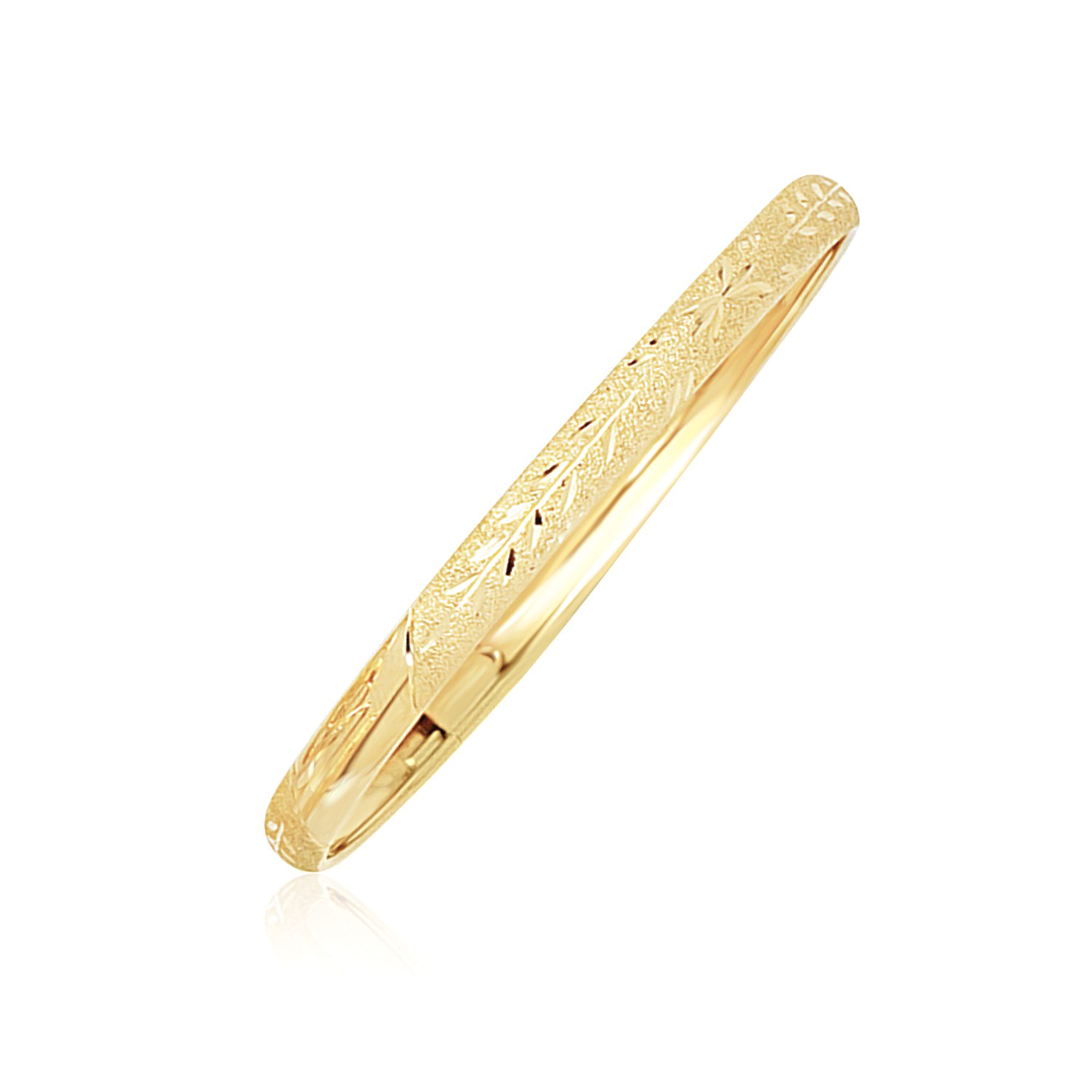 d63856375-1-2-1-1-1-1-1-1-1-1-1.jpg 10k Yellow Gold Dome Childrens Diamond Cut Florentine Bangle (4.00 mm) - Image 1