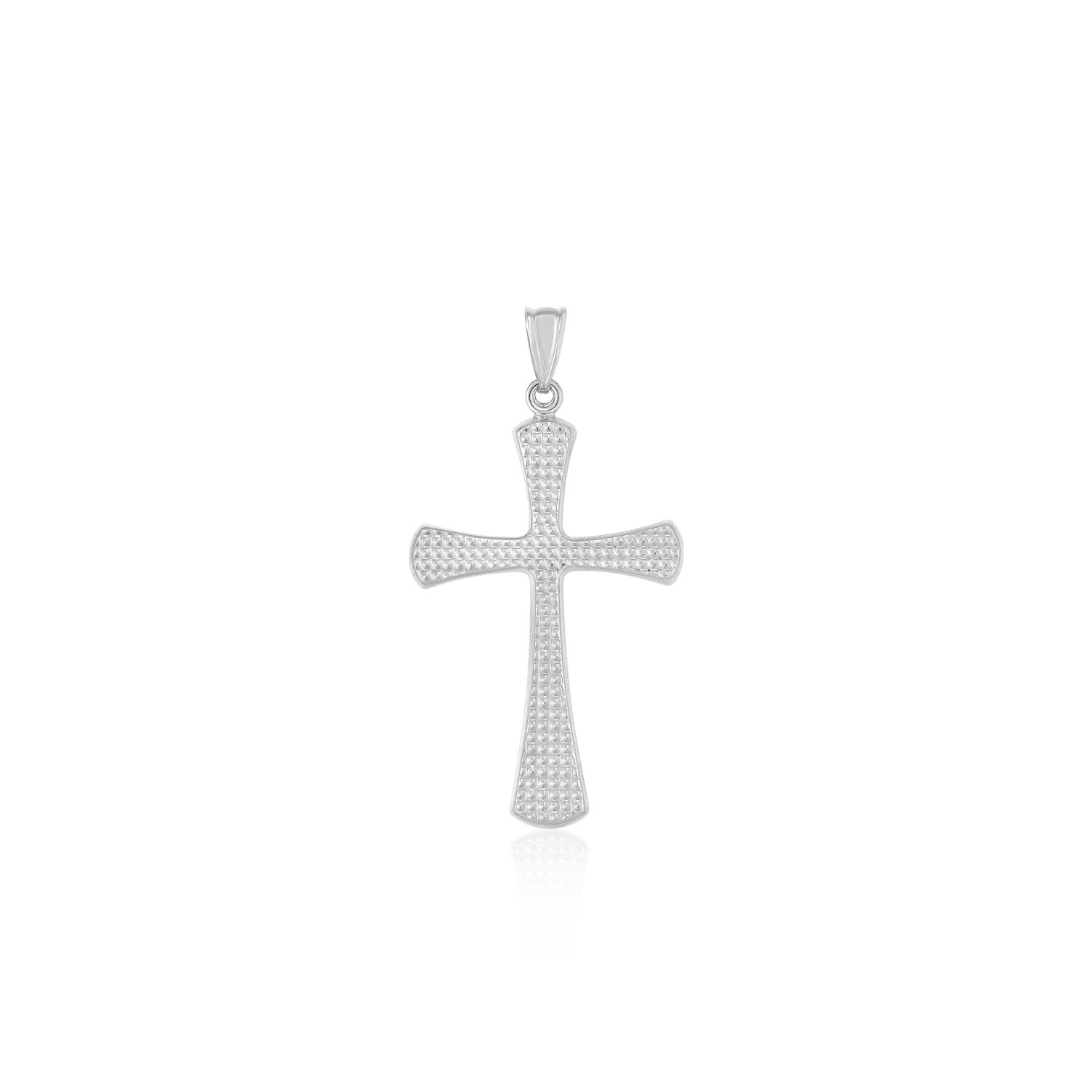 d64769683-1-1-1-1-1-1-1-1-1-1-1.jpg 14k White Gold Cross Pendant with Beaded Texture - Image 1