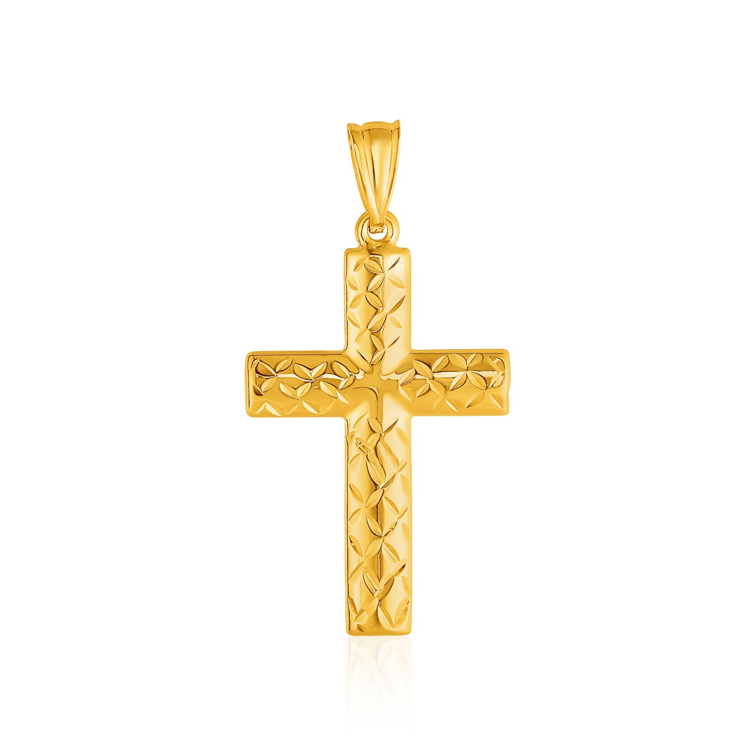 d64842767-1-1-1-1-1-1-1-1-1-1-1.jpg 14k Yellow Gold Reversible Textured Cross Pendant - Image 1