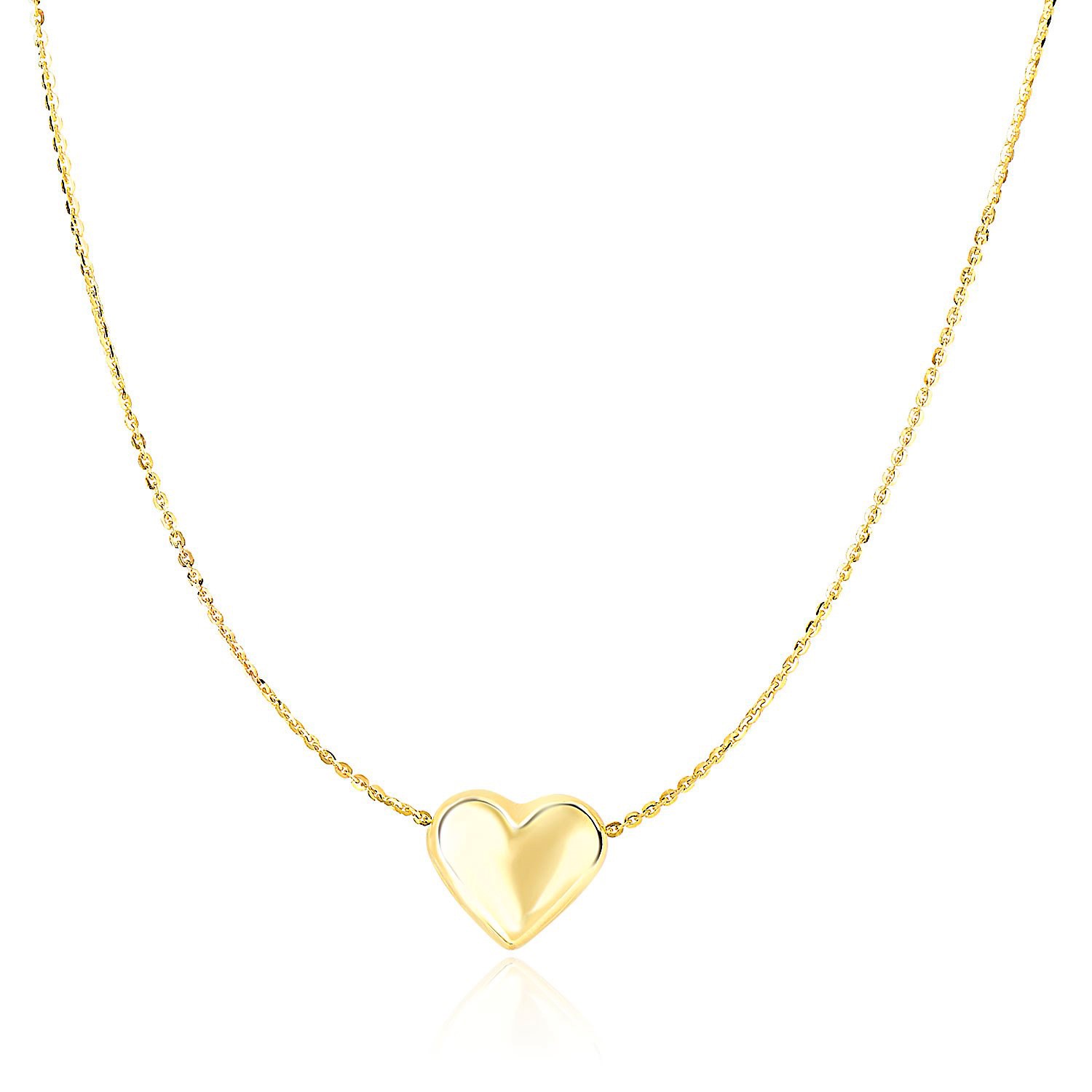 d68609822-1-2-1-1-1-1-1-1-1-1-1.jpg 14k Yellow Gold Chain Necklace with Sliding Puffed Heart Charm - Image 1