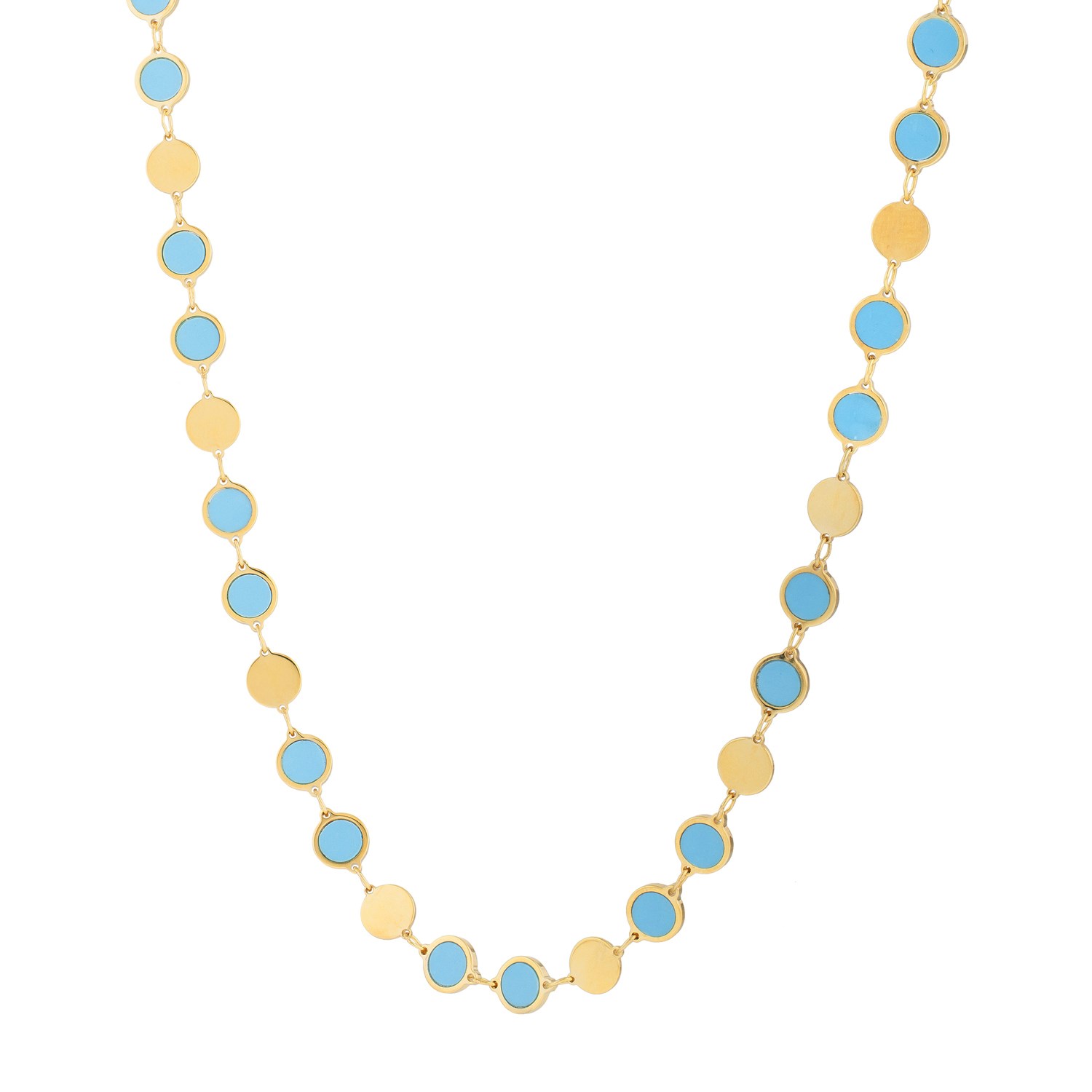 d7017977-1-2-1-1-1-1-1-1-1-1-1.jpg Turquoise Composite Gem Alternating Necklace in 14K Yellow Gold (5.00 mm) - Image 1