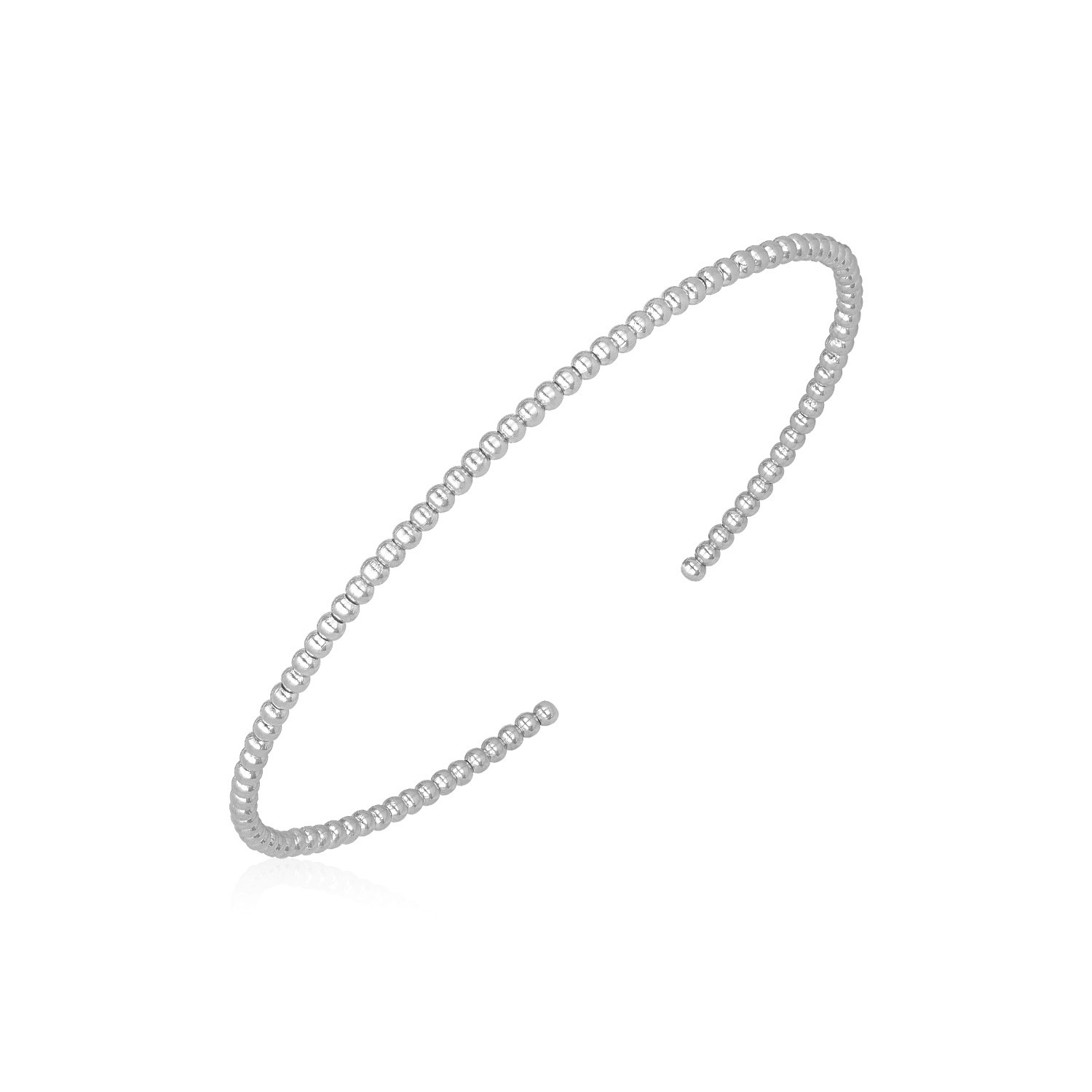 d72278567-1-1-1-1-1-1-1-1-1-1-1.jpg 14k White Gold High Polish Bead Cuff Bangle (2.00 mm) - Image 1