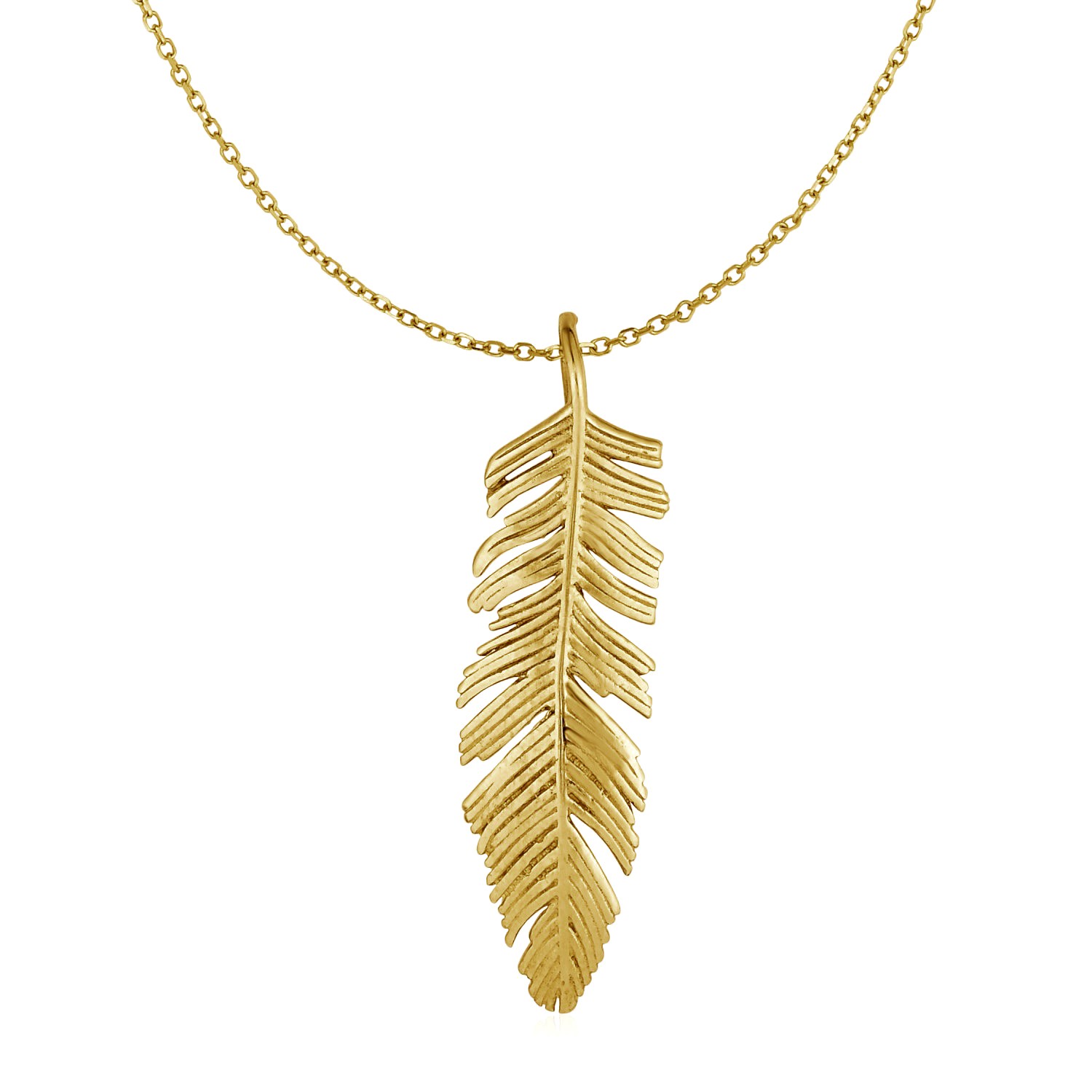 d7479695-1-2-1-1-1-1-1-1-1-1.jpg Feather Pendant in 10k Yellow Gold - Image 1