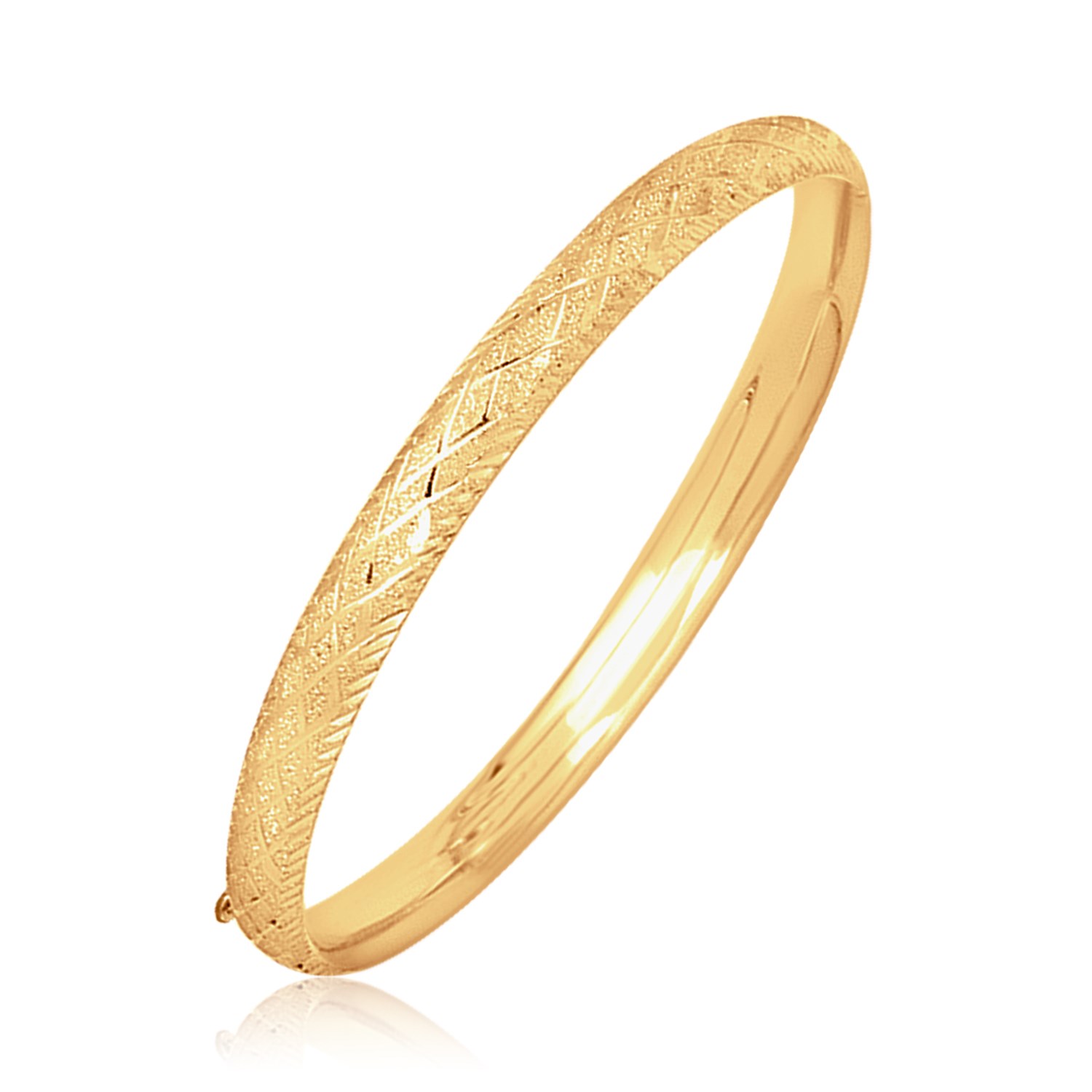 d156867-1-2-1-1-1-1-1-1-1-1-1-1.jpg 14k Yellow Gold Diamond Cut Design Dome Motif Childrens Bangle (5.50 mm) - Image 1