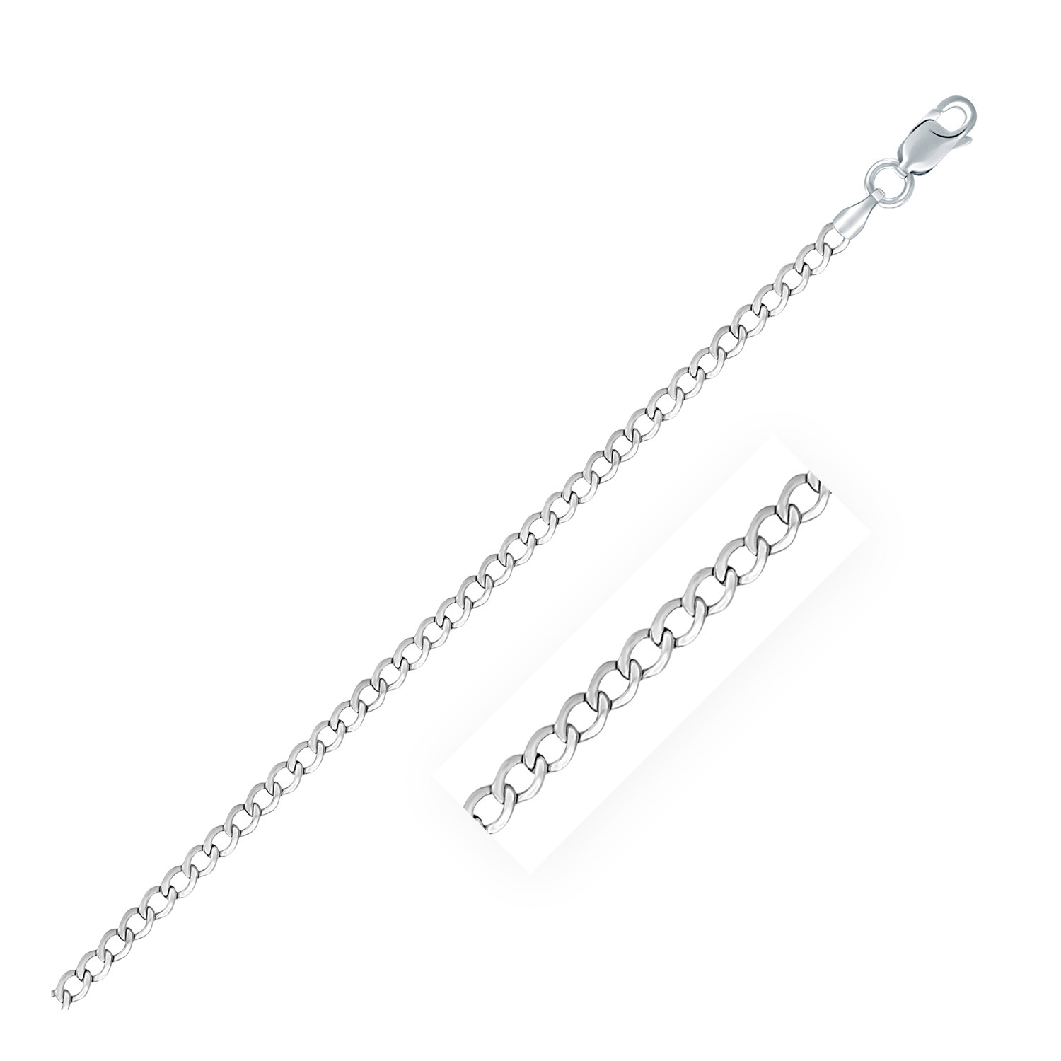 d168030-1-5-1-1-1-1-1-1-1.jpg Rhodium Plated Sterling Silver Curb Style Chain (3.00 mm) - Image 1