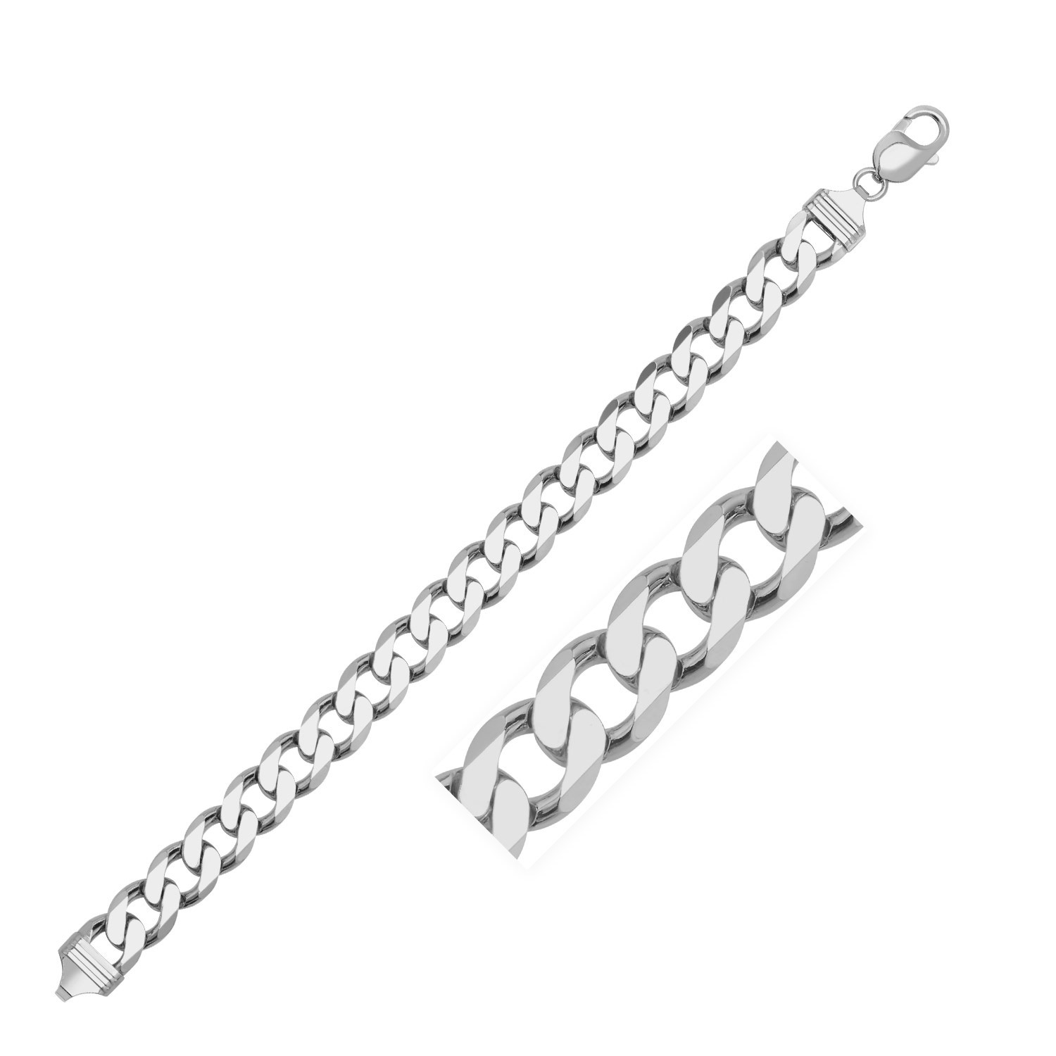 d24727067-1-3-1-1-1-1-1-1-1-1-1-1-1-1-1-1-1-2-1.jpg Rhodium Plated Sterling Silver Curb Style Chain (10.20 mm) - Image 1