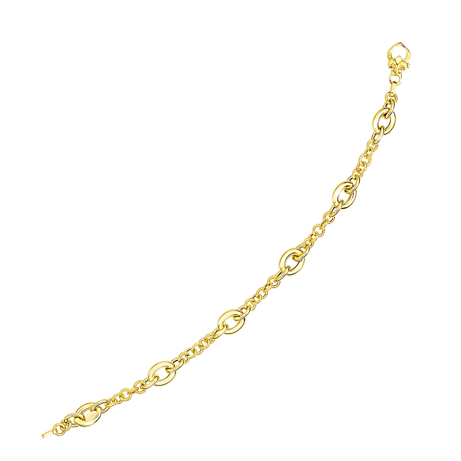 d34096783-1-2-1-1-1-1-1.jpg 14k Yellow Gold Oval and Round Link Textured Chain Bracelet (6.35 mm) - Image 1