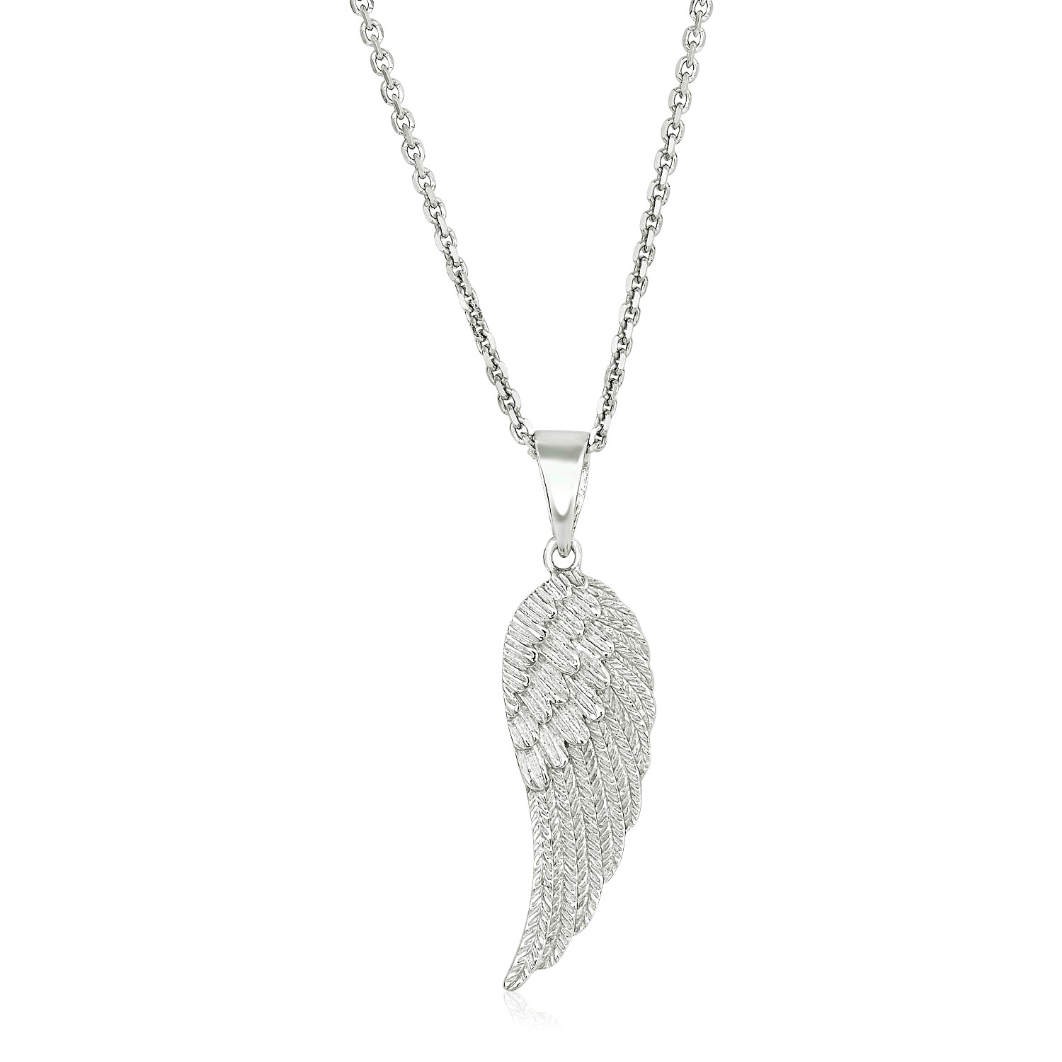 d70688956-1-2-1-1-1-1-1-1-1-1-1.jpg Sterling Silver with Large Textured Angel Wing Pendant - Image 1
