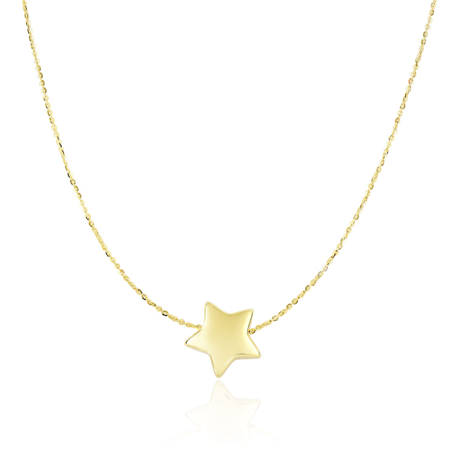d78704627-1-2-1-1-1-1-1-1-1-1.jpg 14k Yellow Gold Necklace with Shiny Puffed Sliding Star Charm - Image 1