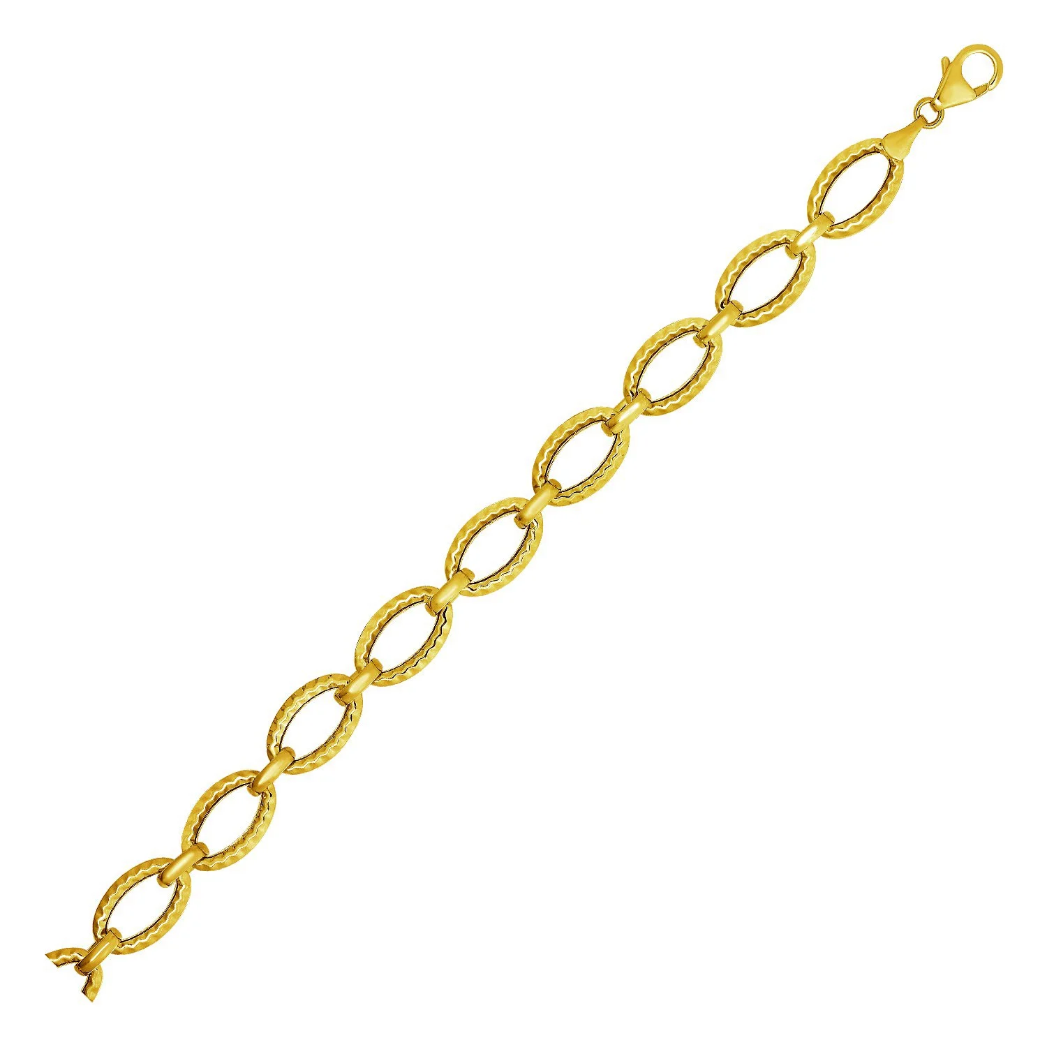 d27707797-1.webp Textured Oval Link Bracelet in 14k Yellow Gold (8.60 mm) - Image 1